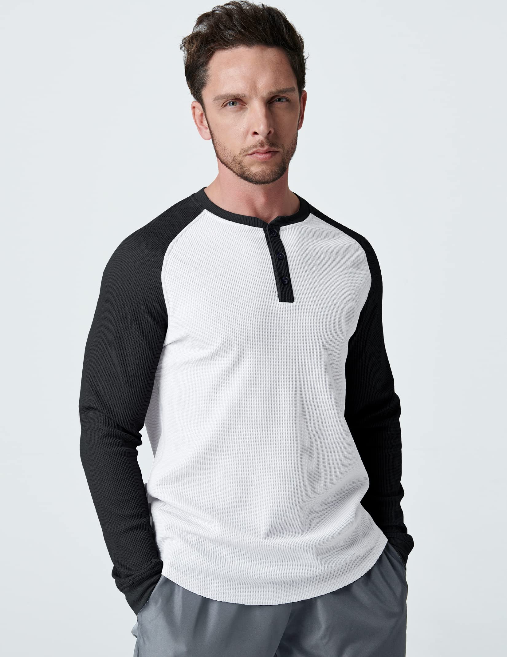 3 Pack Men's Waffle Henley Thermal Long Sleeve Shirts - Soft Breathable Casual Fitted Tops for Fall & Winter | Perfect for Layering, Outdoor Activities & Everyday Wear