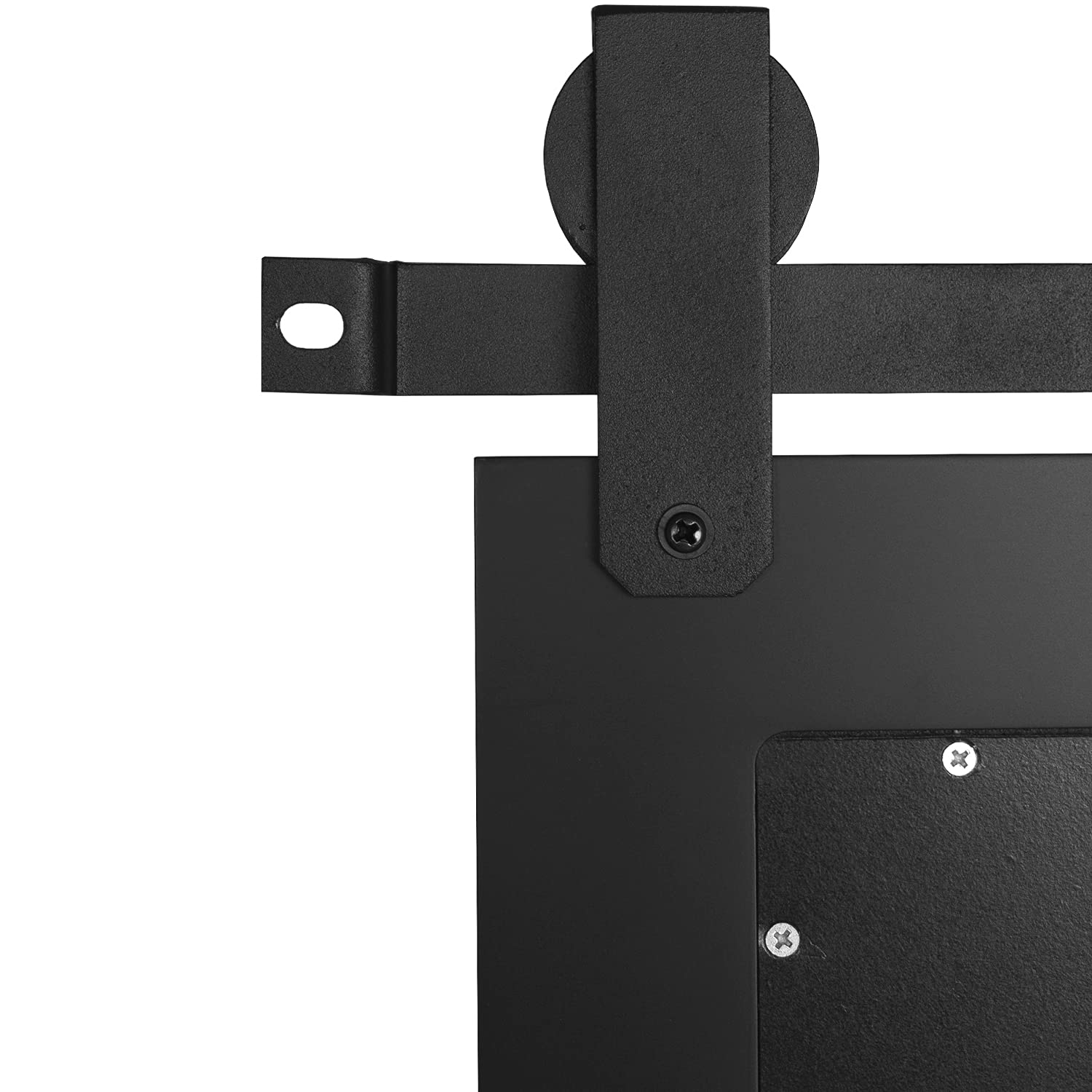 Farmhouse Wood Framed Wall Mirror - Rustic Barn Door Style Black Mirror 22x28 Inches - Perfect for Entryway, Living Room & Bedroom Decor