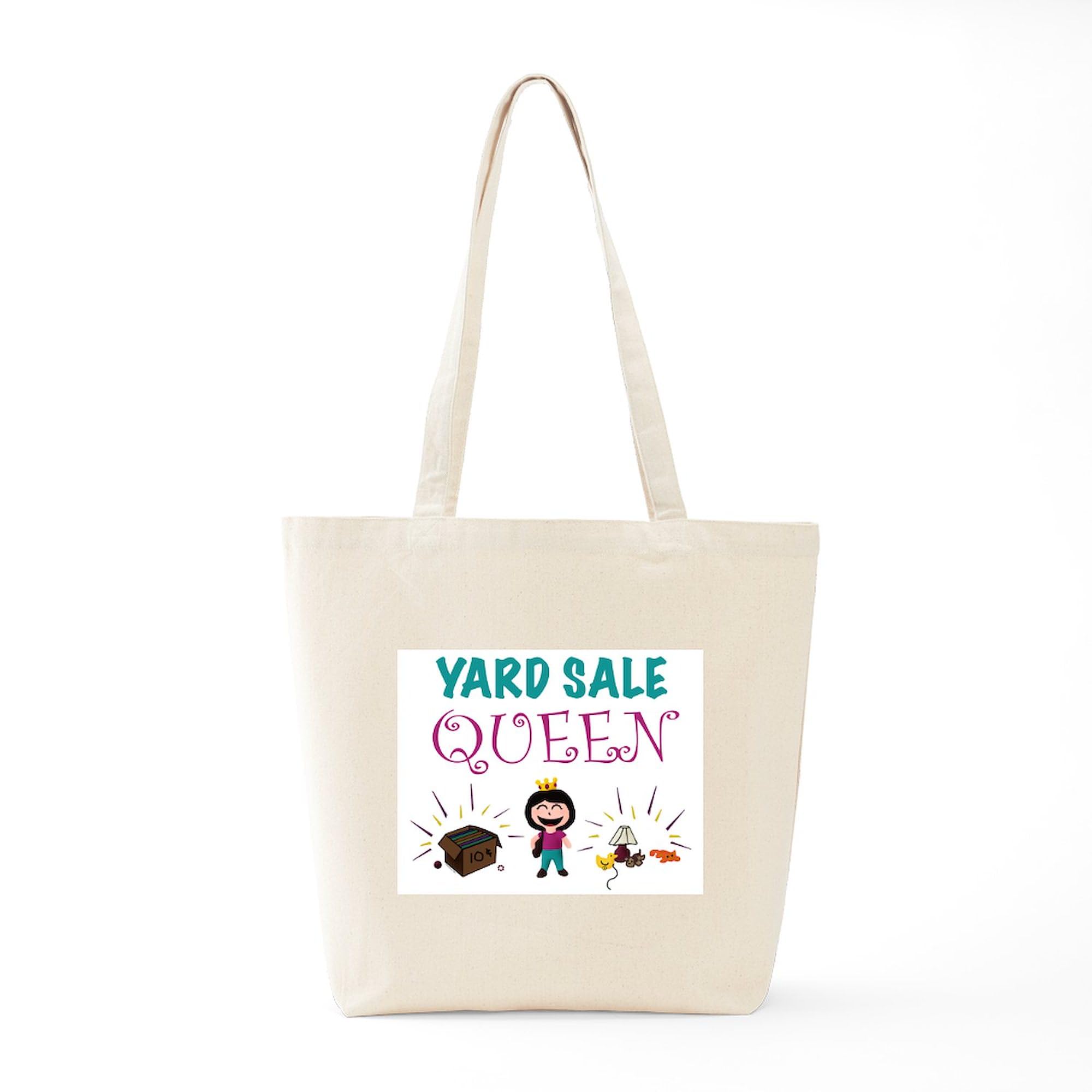 Yard Sale Queen Tote Bag - Natural Canvas Reusable Shopping Bag for Groceries, Beach Trips & Farmers Market