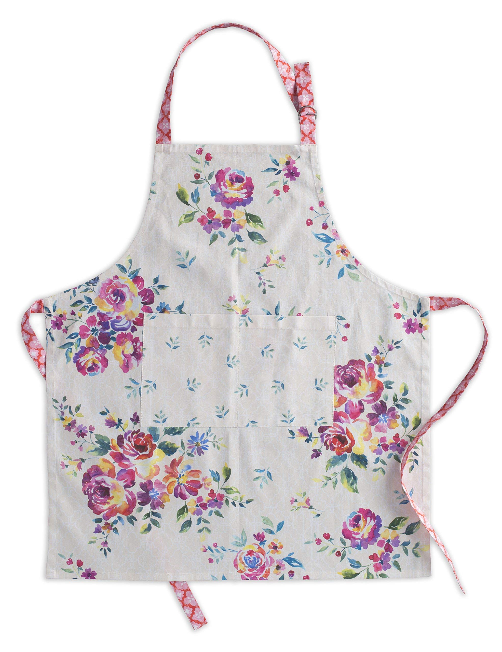 Maison d'Hermine Rose Garden Kitchen Bundle Set - 100% Cotton Apron (27.5x31.5 Inches) & Oven Mitt (7.5x13 Inches) with Pot Holder (8x8 Inches) - Perfect for Baking, Cooking & Home Decor