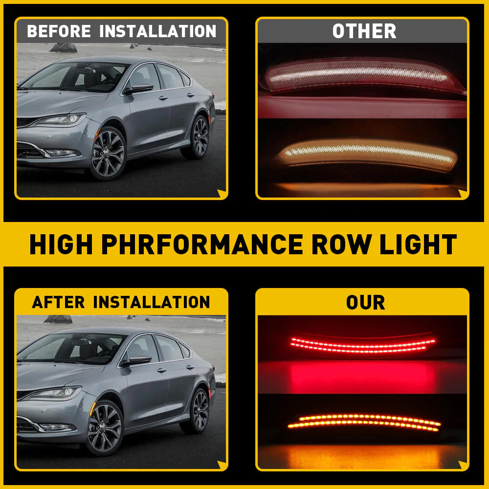 Smoked Shell Front & Rear Bumper LED Side Marker Lights for 2015-2017 Chrysler 200 - Durable Waterproof Design for Night Driving & Enhanced Vehicle Visibility