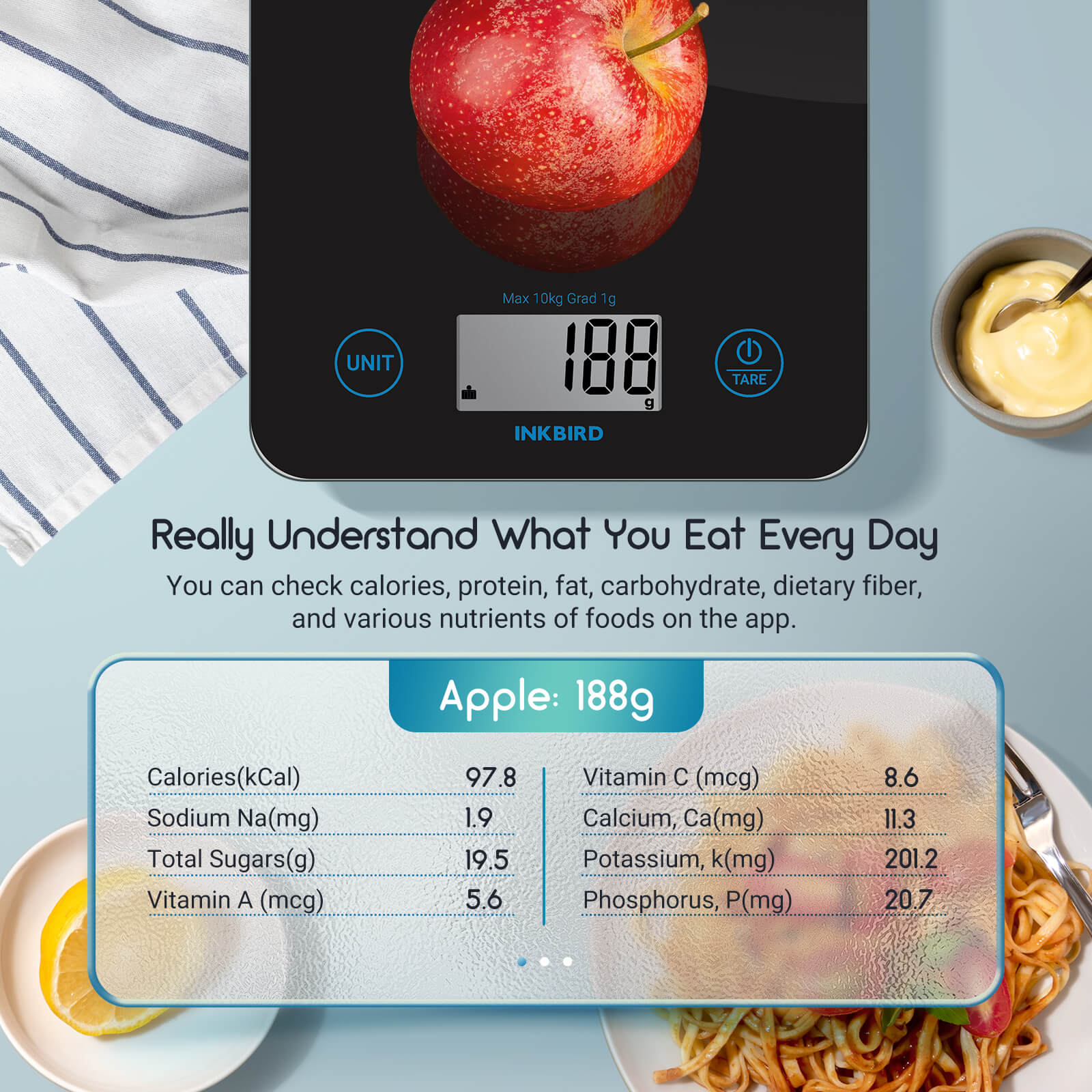 IBFS 01 Digital Kitchen Scale - Precise Food Measuring for Baking, Cooking & Dieting | LCD Display, Stainless Steel Platform