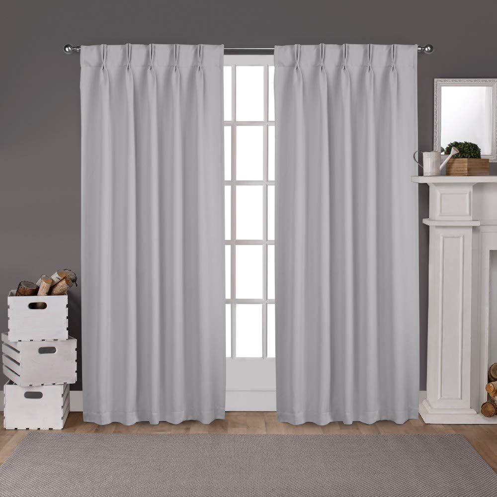 Archu Sheets Double Pinch Pleated Blackout Window Curtain Panels & Drapes - Thermal Insulated 100% Polyester Cotton for Living Room, Dining Room & Bedroom (Light Grey, 58x72 Inches, 1 Panel) - Perfect for Light Control, Privacy & Energy Efficiency