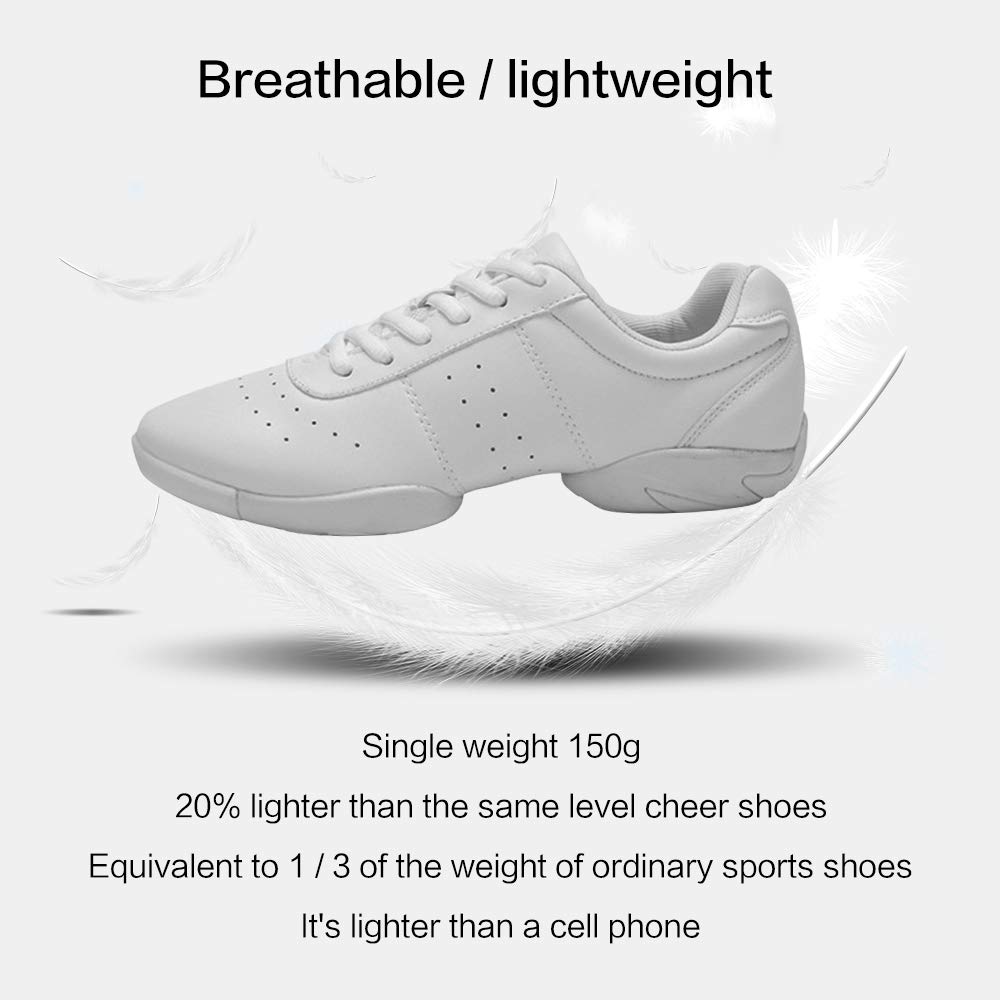 Best Cheerleading Shoes for Youth Girls - White Athletic Dance Sneakers for Competition, Sport & Training - Perfect for Cheer, Dance & Gym Performance