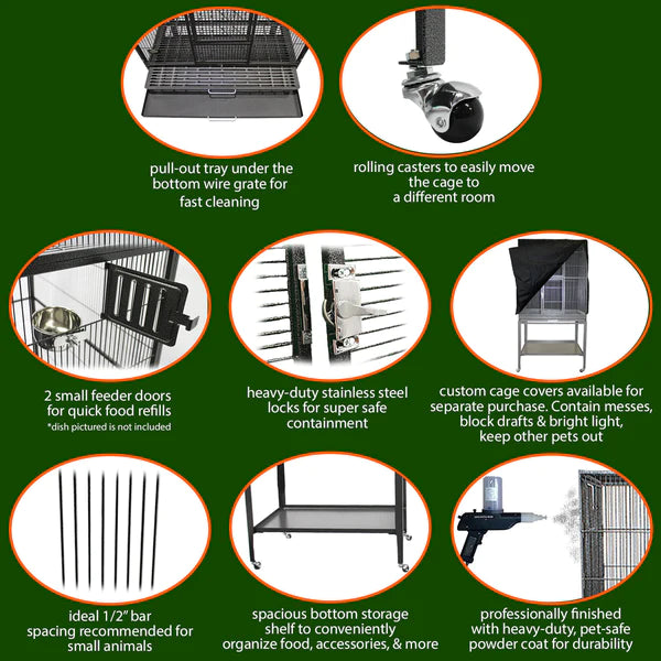 Premium Brisbane Cage & Starter Kit for Sugar Gliders - Complete Habitat Set with Accessories for Small Exotic Pets - Perfect for Home, Pet Stores & Veterinary Clinics