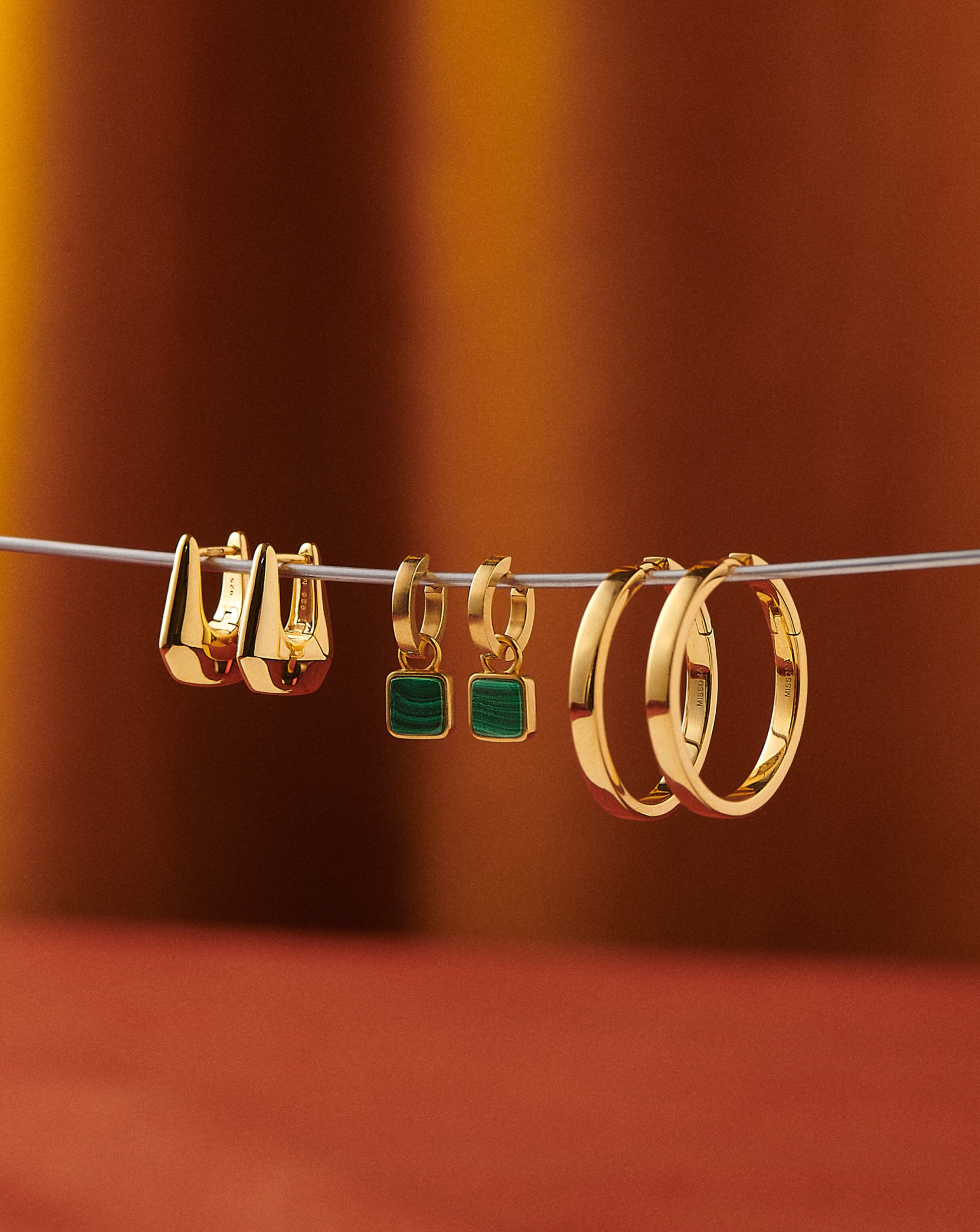 Lucy Williams Square Malachite Charm Hoop Earrings - 18k Gold Vermeil & Genuine Malachite Gemstone - Elegant Dangle Earrings for Women - Perfect for Parties, Weddings & Everyday Wear