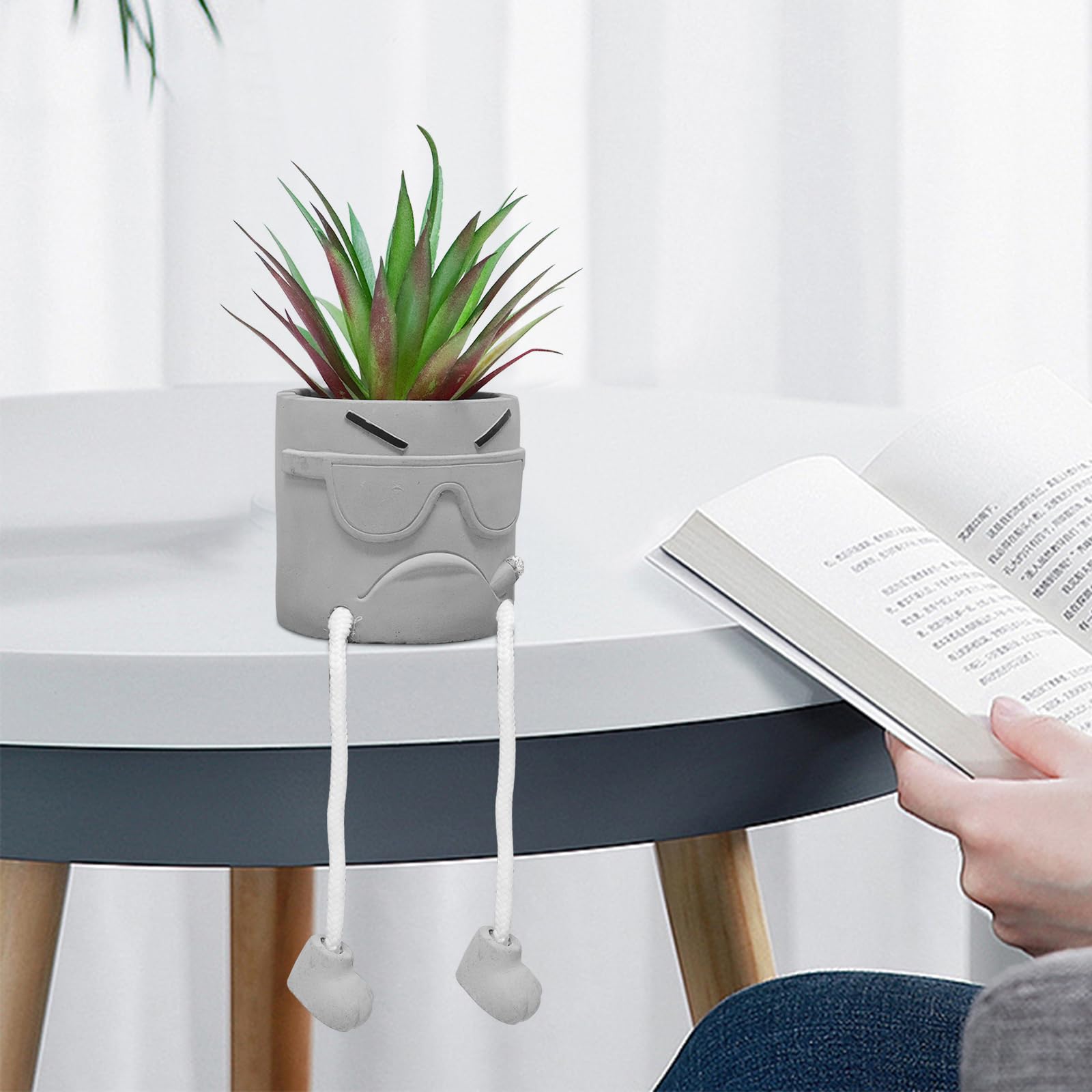 Zerzsy Artificial Succulents in Cement Pots with Hanging Leg - Mini Fake Plants for Kitchen Shelf, Bathroom Decor, Office Wall & Home Decor - Perfect for Indoor Greenery and Space-Saving Decorations