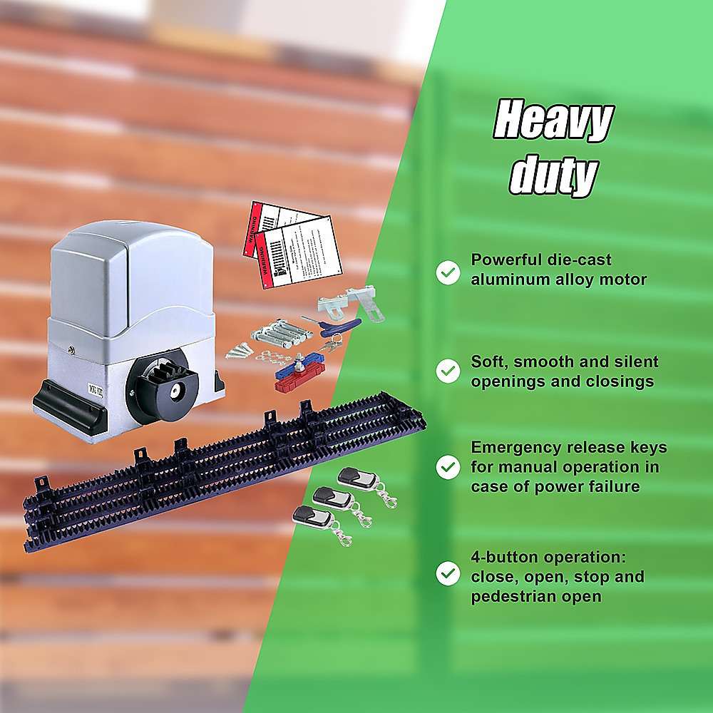 1200KG Heavy Duty Automatic Sliding Gate Opener with 4m Rail - Commercial & Residential Driveway Security System for Homes, Warehouses, and Industrial Properties