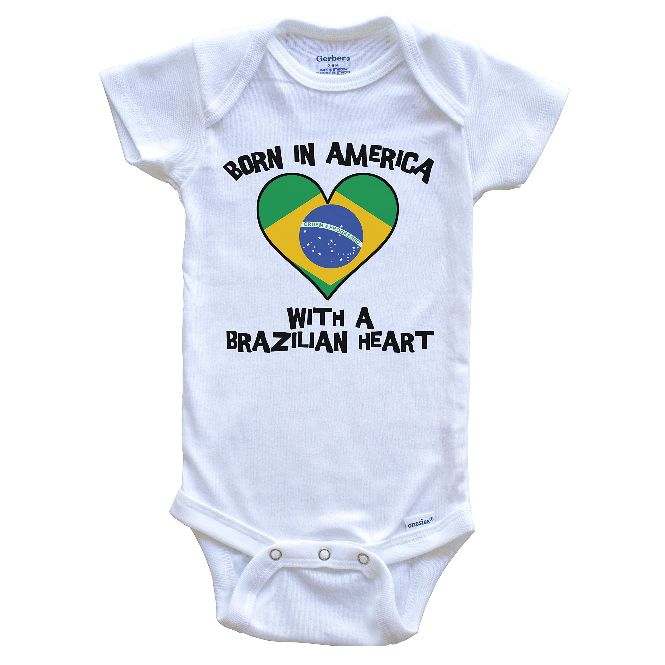 Brazil Flag Baby Bodysuit - American Made One-Piece Infant Bodysuit for Boys & Girls | Perfect for Soccer Games, National Holidays & Cultural Celebrations