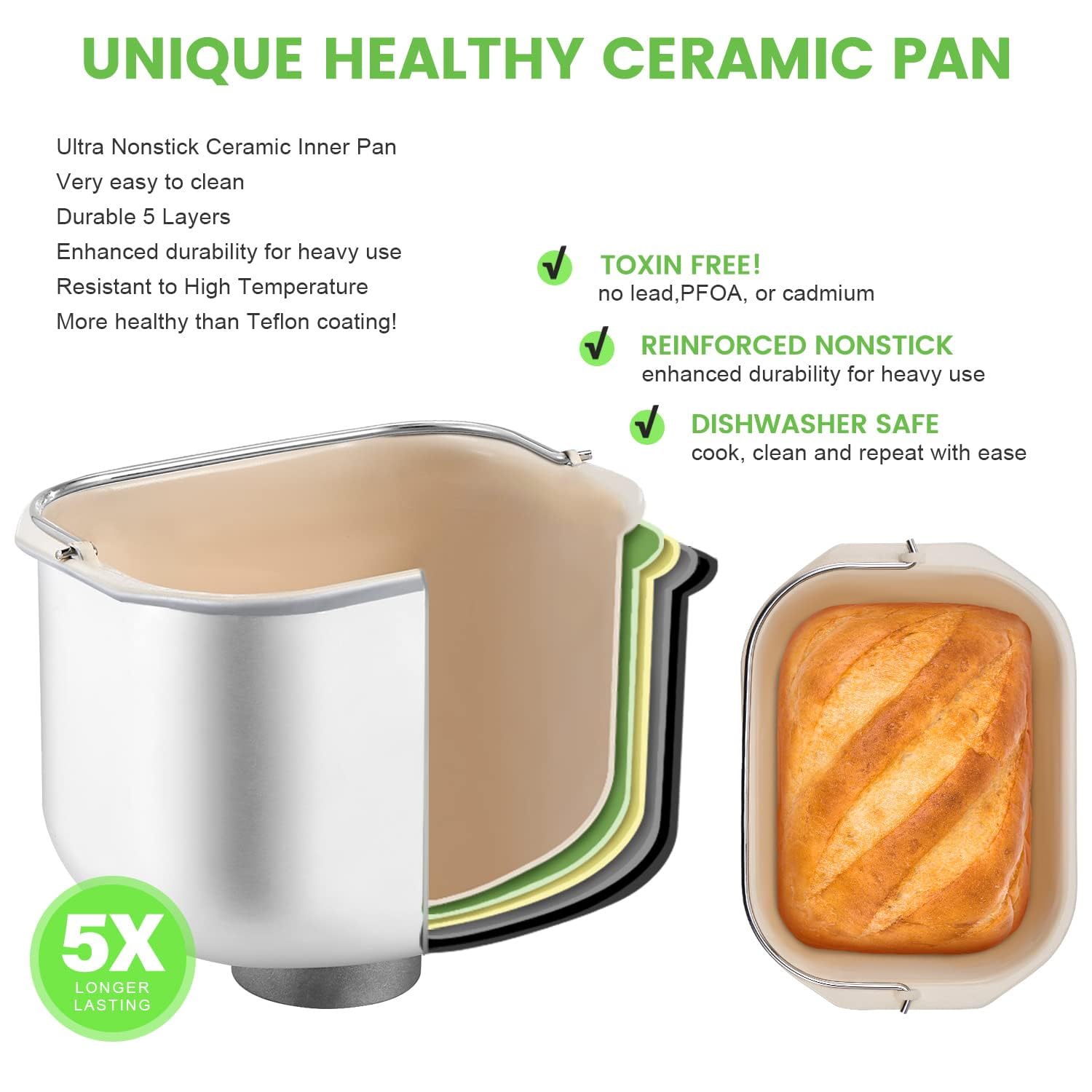 2.2LB Large Bread Maker Machine with Dual Heaters - 17-in-1 Automatic Bread Maker with Die-Cast Ceramic Pan & Auto Fruit Dispenser - Stainless Steel Breadmaker with 15H Timer & Keep Warm - Perfect for Sourdough, Gluten-Free Baking - Ideal for Home Kitchens & Small Bakeries