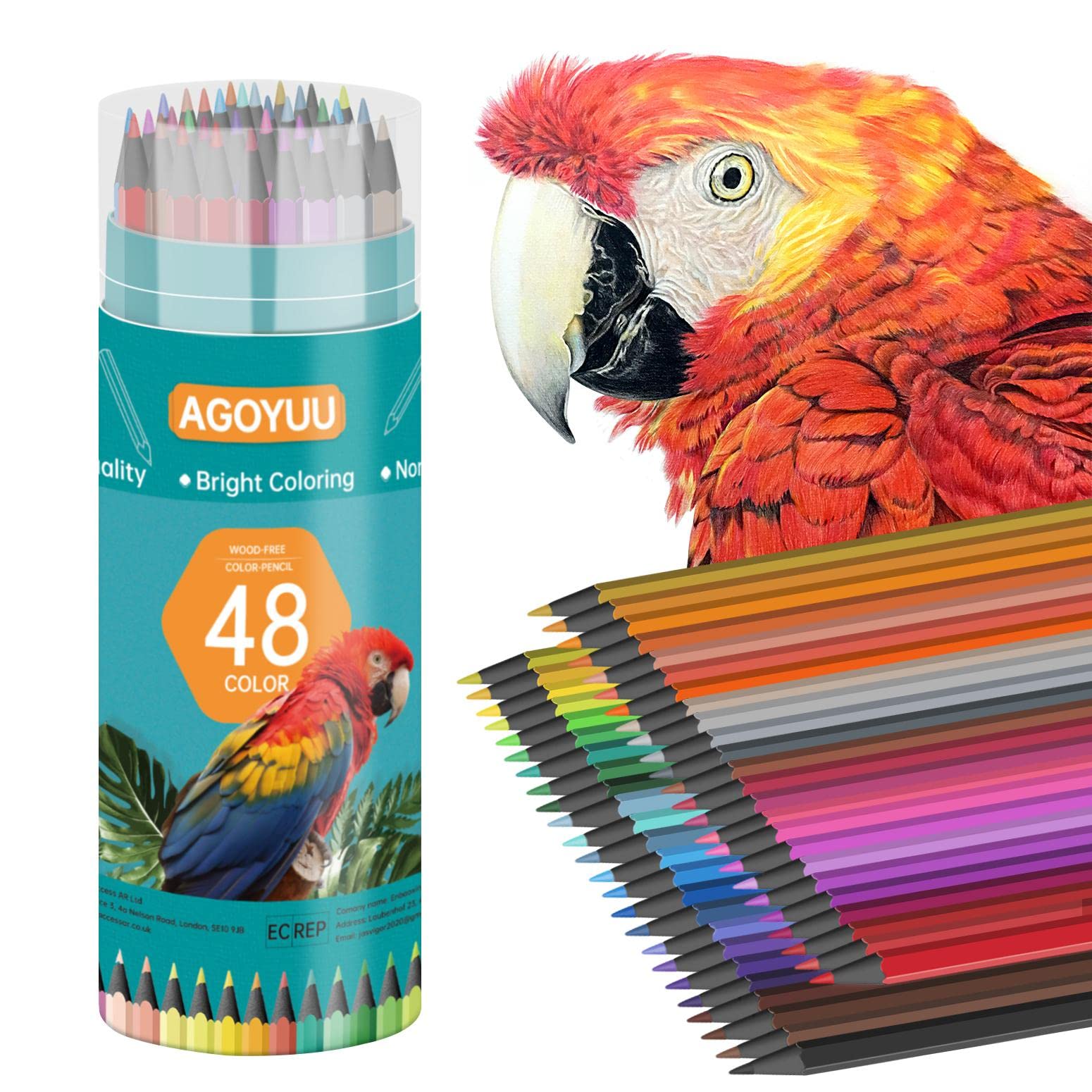 AGOYUU 48 Color Colored Pencils Set - Professional Artist Drawing Pencils for Sketching, Adult Coloring Books & Art Crafts | Premium Quality Art Supplies for Beginners & Professionals | Perfect for Home, Office & Classroom Use