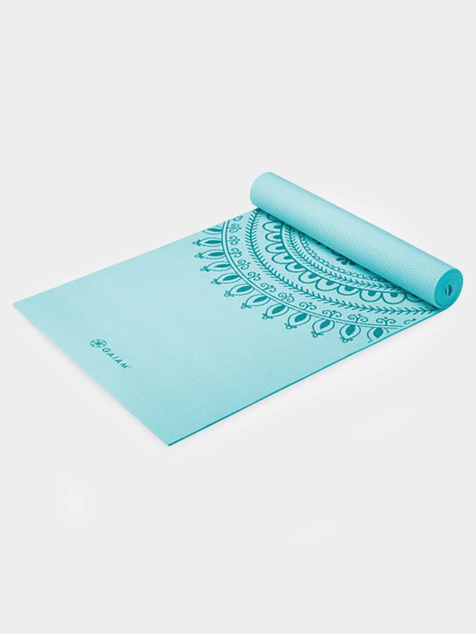 Premium Gaiam Marrakesh Turquoise Yoga Mat 6mm Thick - Non-Slip Exercise Mat for Hot Yoga, Pilates & Home Workouts - Eco-Friendly Fitness Mat for Women & Men