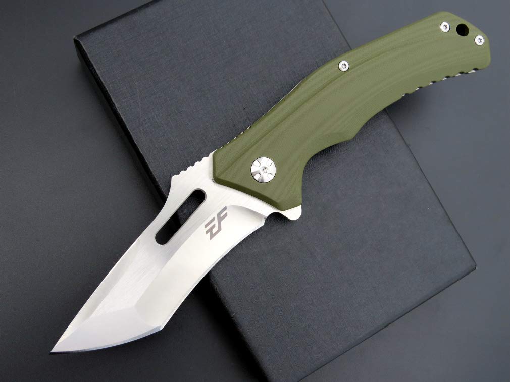 Eafengrow EF908 Tactical Pocket Knife - D2 Steel Blade with Titanium Coating, G10 Handle, Pocket Clip & Liner Lock - Perfect for Camping, Survival, Hiking & Outdoor Adventures (Green)