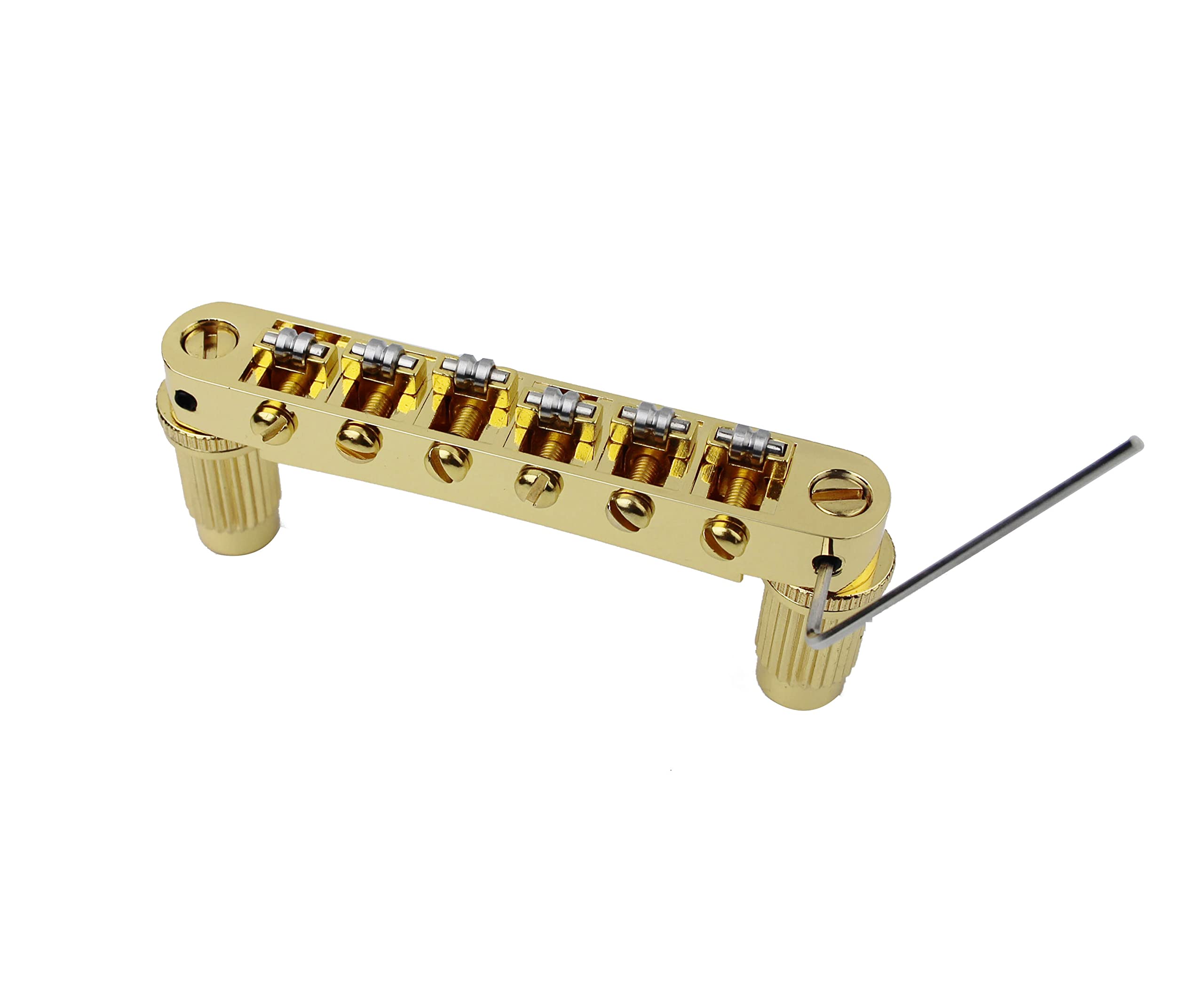 Guyker GM005 LP Guitar Tune-O-Matic Roller Saddle Bridge & Vintage TP-6 Tailpiece Stop Bar Lock Combo Set - Gold Replacement for Les Paul 6-String Electric Guitars | Perfect for Guitar Upgrades, Repairs, and Tone Enhancement