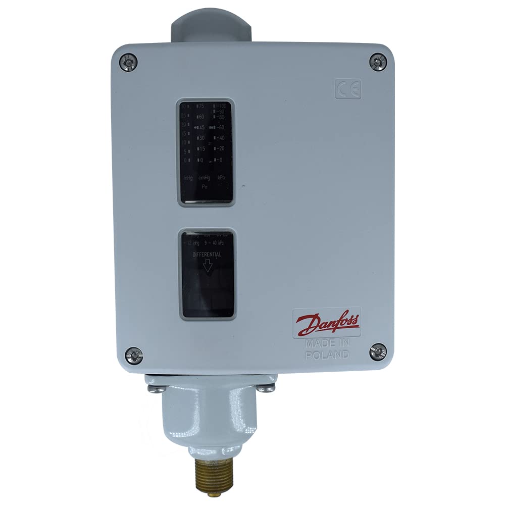 Danfoss RT 121 Low Air Pressure Switch (0.09-0.4 bar) for Refrigeration Compressors, HVAC Systems & Steel Plants - Reliable Protection for Industrial Equipment (Pack of 1)