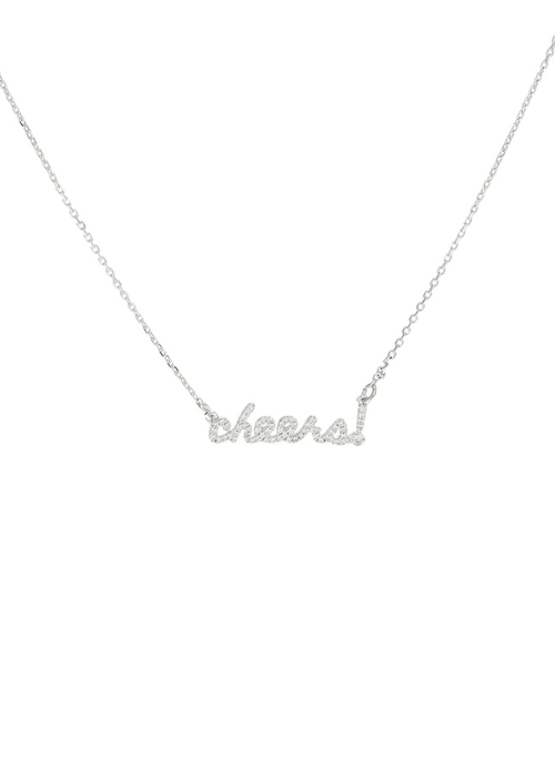 Elegant Cheers Crystal Pendant Necklace in Sterling Silver - Perfect for Parties, Weddings & Special Occasions