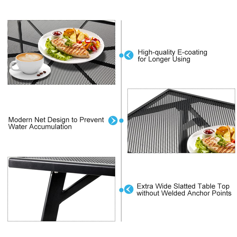 AECOJOY 51”x31” Rectangular Metal Patio Dining Table - Weather-Resistant Steel Outdoor Table with 1.73