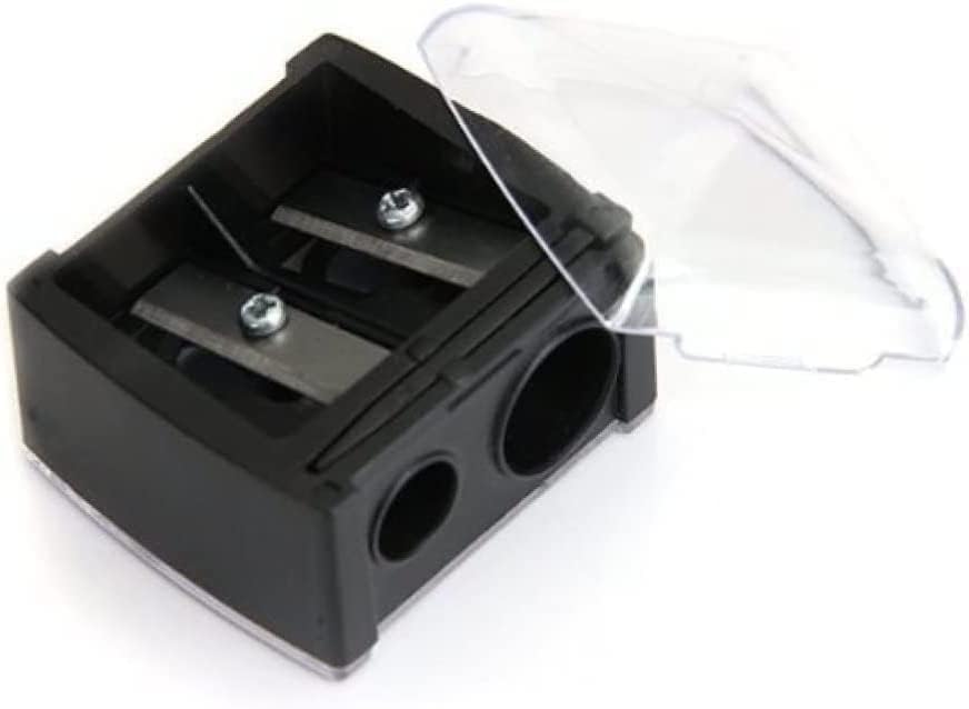 Premium Black Eyeliner & Eyebrow Pencil Sharpener - Dual Hole Cosmetic Sharpener with Protective Cover | Portable Makeup Tool for Professional & Home Use | Perfect for Travel, Makeup Kits & Beauty Essentials
