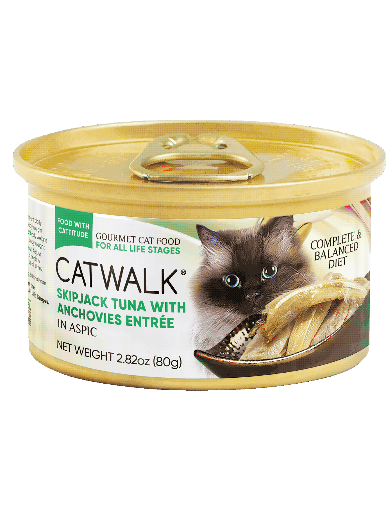 Premium Skipjack Tuna & Anchovies in Aspic Cat Wet Food - 80g Grain-Free Pate for Adult & Senior Cats - Perfect for Mealtime, Weight Management & Picky Eaters