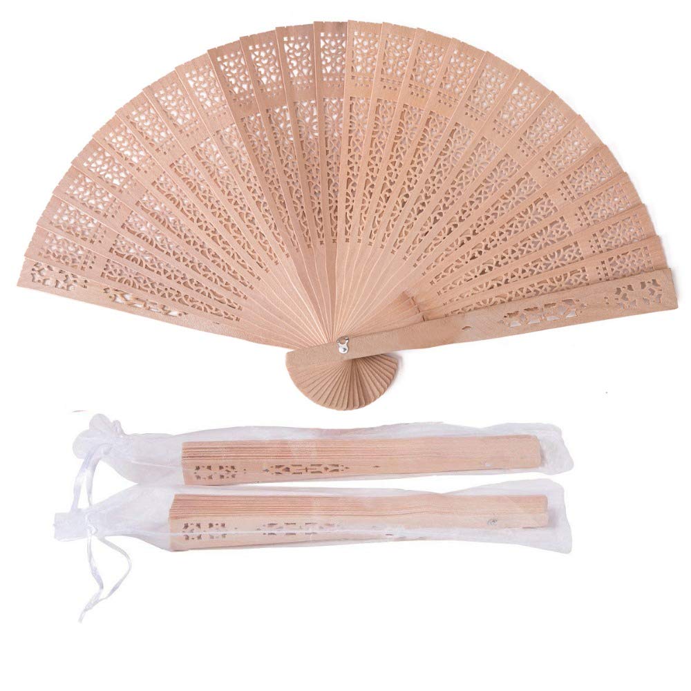 50-Piece Personalized Wooden Wedding Favors - Sandalwood Hand Fans for Guests, Baby Showers & Party Decorations - Elegant Folding Fans for Weddings, Bridal Showers & Special Events - Perfect as Keepsake Gifts (Non-Personalized Option Available)