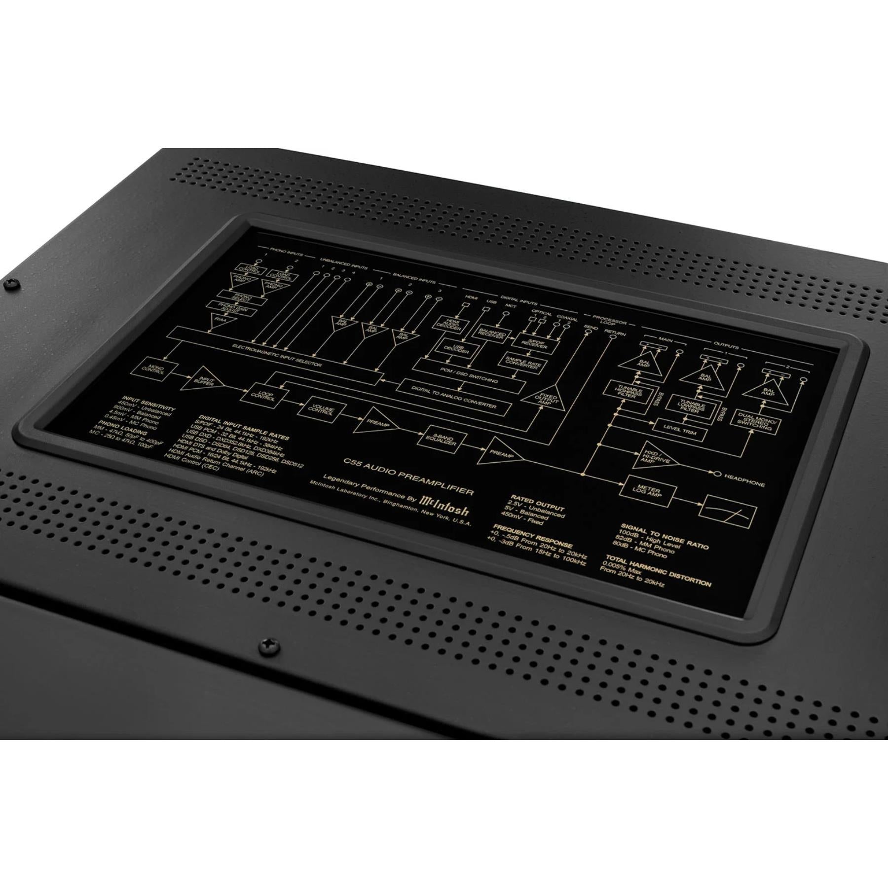 McIntosh C55 2-Channel Solid State Preamplifier - High-End Audio Preamplifier for Home Theater & Stereo Systems - Perfect for Audiophiles & Music Enthusiasts