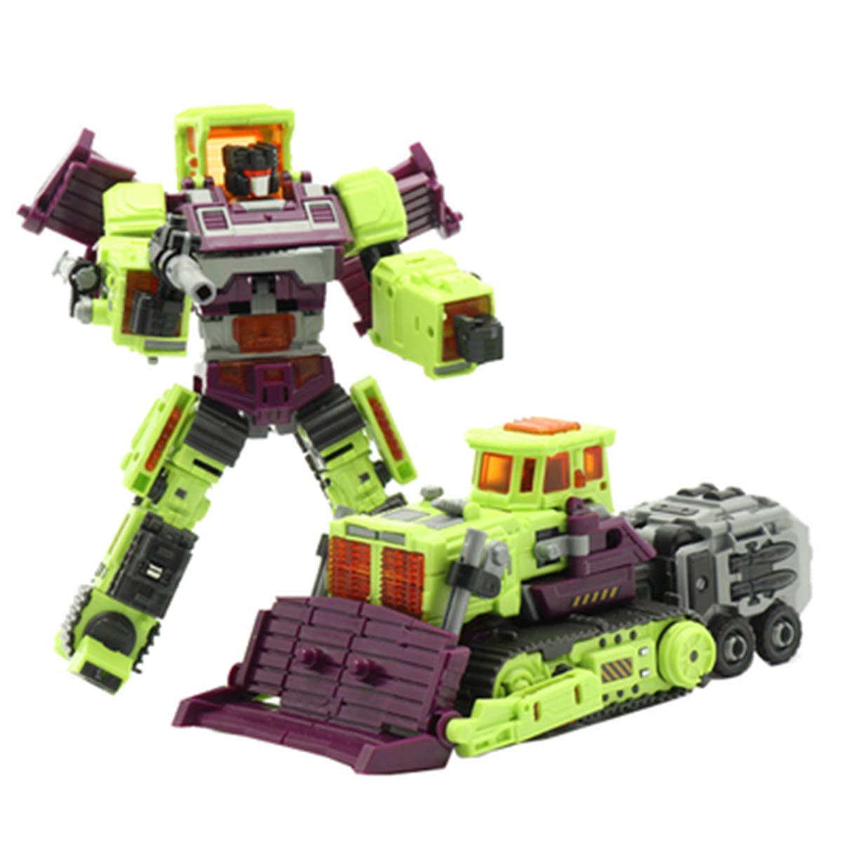 NBK Deformation Oversize 6-in-1 Robot Devastator Engineering Combiner Action Figure - Transformable Car Truck Model Toy for Kids & Boys (Green) | STEM Educational Gift, Birthday Present & Collectible for Children