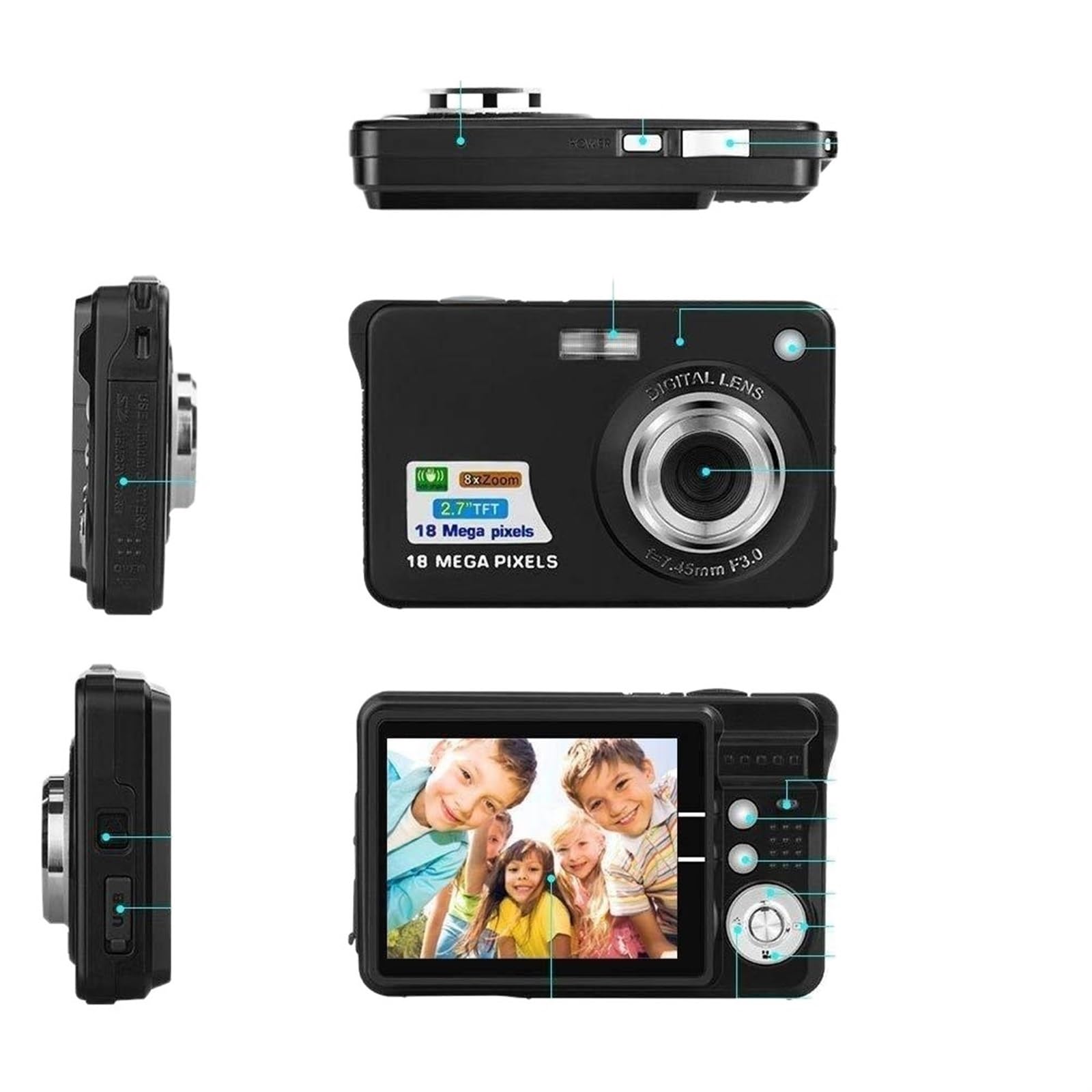 MZZYG 48MP HD Digital Camera - Retro Style Student Card Camera with Selfie Video Camcorder (Black) | Perfect for Travel Vlogging, School Projects & Everyday Photography
