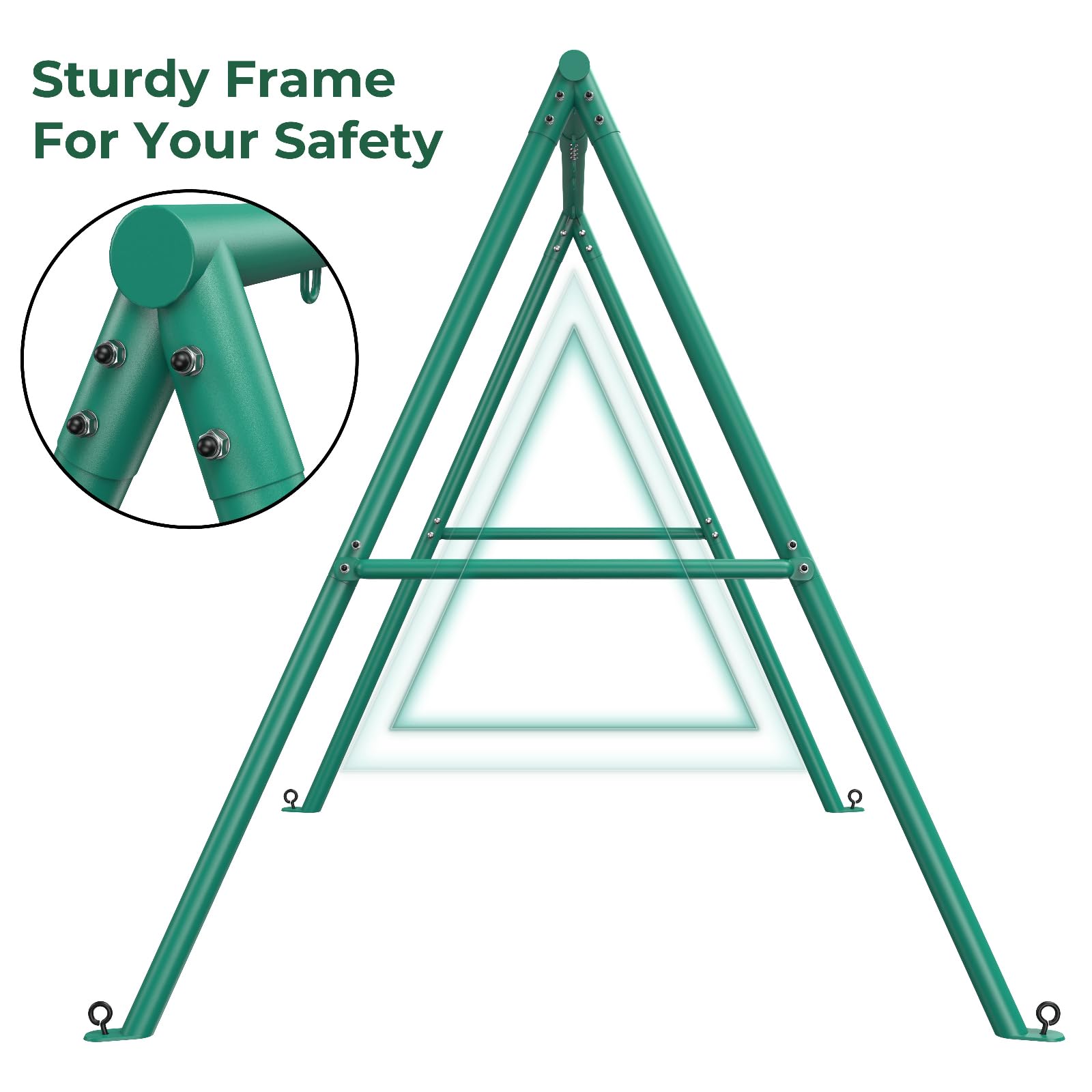 Heavy Duty 440lbs Capacity Metal Swing Stand Frame with Ground Stakes - for Kids & Adults Outdoor Play, Backyard, Garden, Park - Compatible with Most Swing Seats