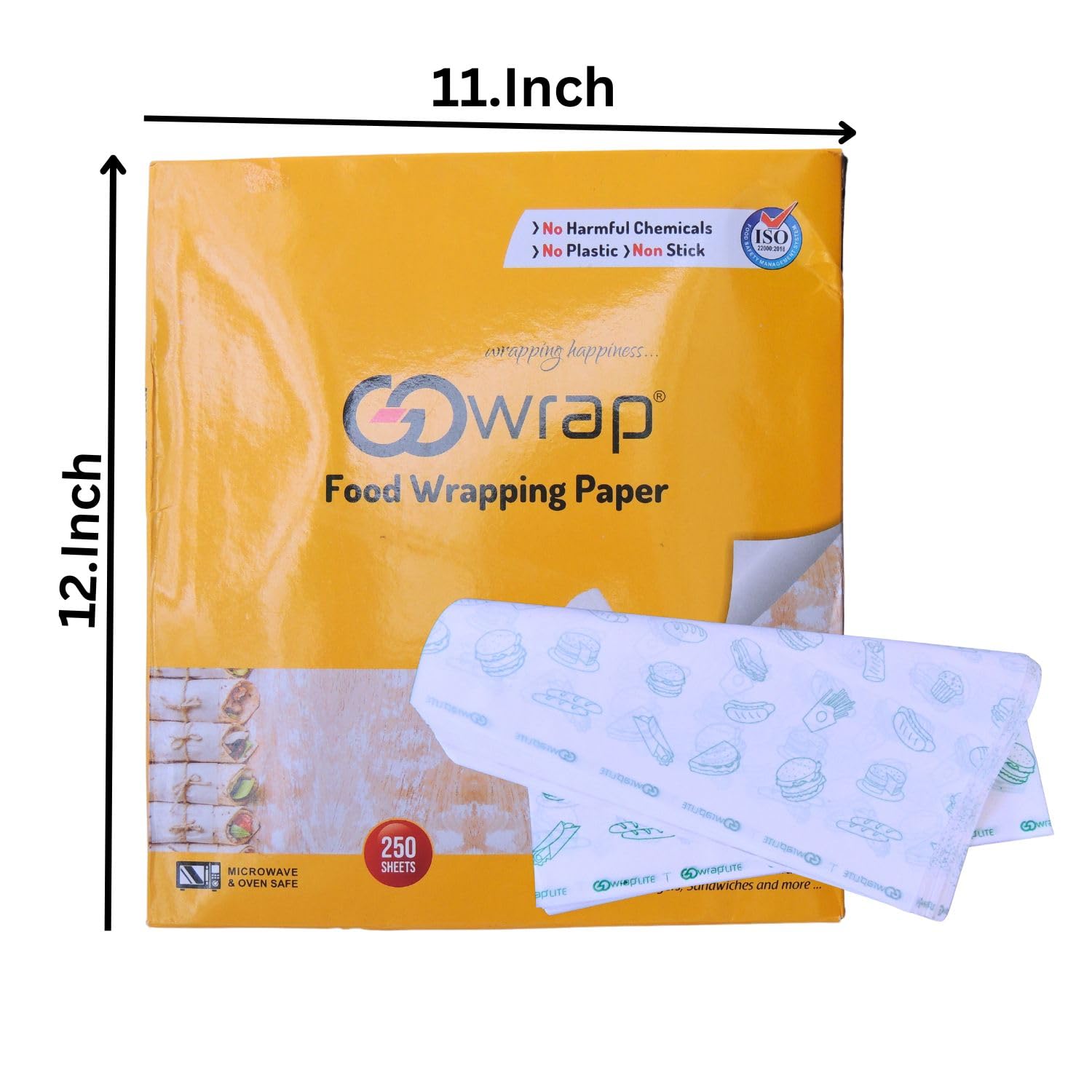 Biodegradable Microwave Safe Butter Paper Sheets - Heat Resistant up to 220°C, 100% Food Safe Kitchen Wrapping Paper for Roti, Baking & Cooking (11x12 Inch, Pack of 250) - Perfect for Food Storage, Meal Prep & Homemade Bread Wrapping