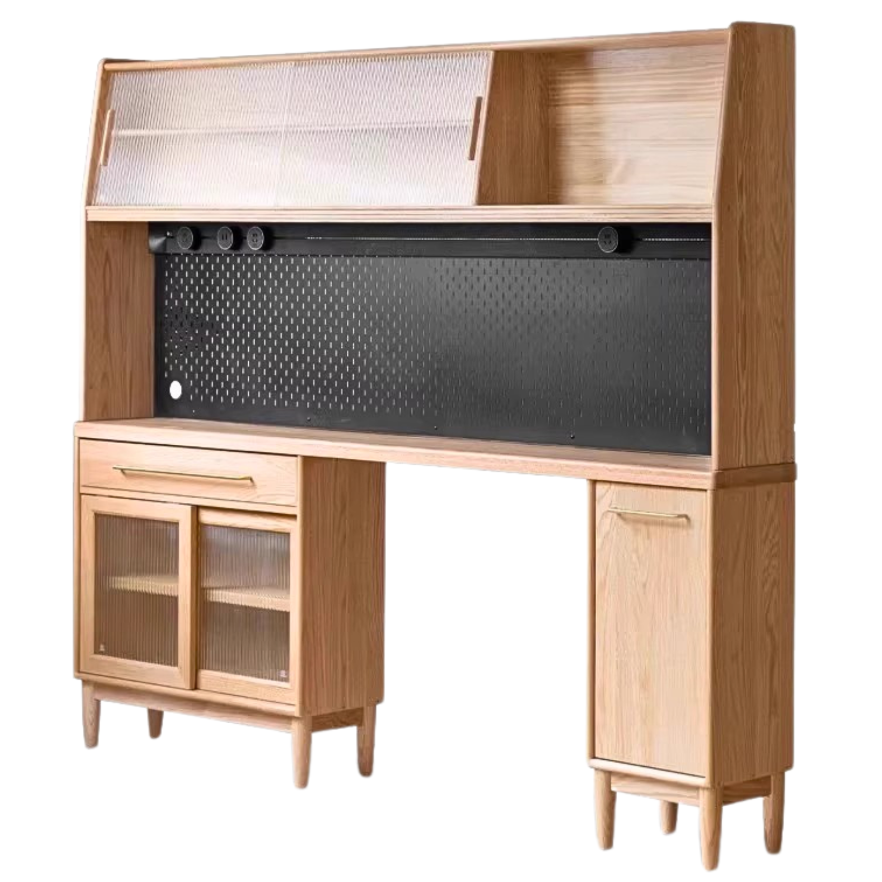 Solid Oak Wood Ultra-Thin Multi-Function Sideboard Buffet Cabinet - Perfect for Dining Room Storage, Kitchen Organization & Living Room Decor