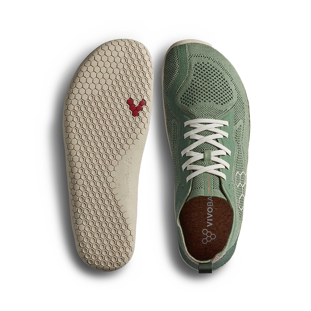 Vivobarefoot Primus Lite Knit Natural Men's Dusty Green Barefoot Shoes - Lightweight & Breathable for Running, Hiking & Gym Workouts