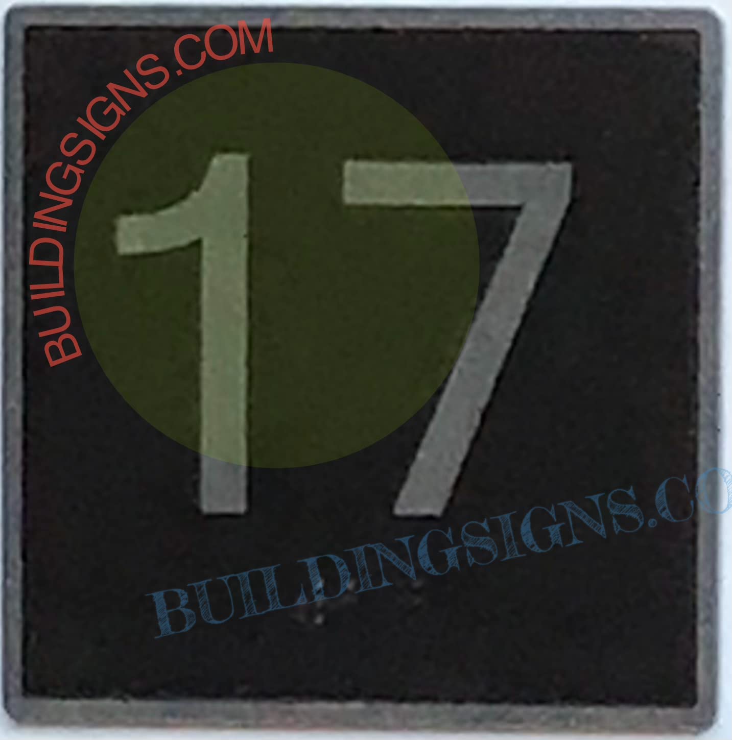 Elevator Floor Number 17 Sign - 4x4 Inch Cast Iron Jamb Plate with Black Background - Durable Metal Elevator Sign for Office Buildings, Hotels & Commercial Spaces