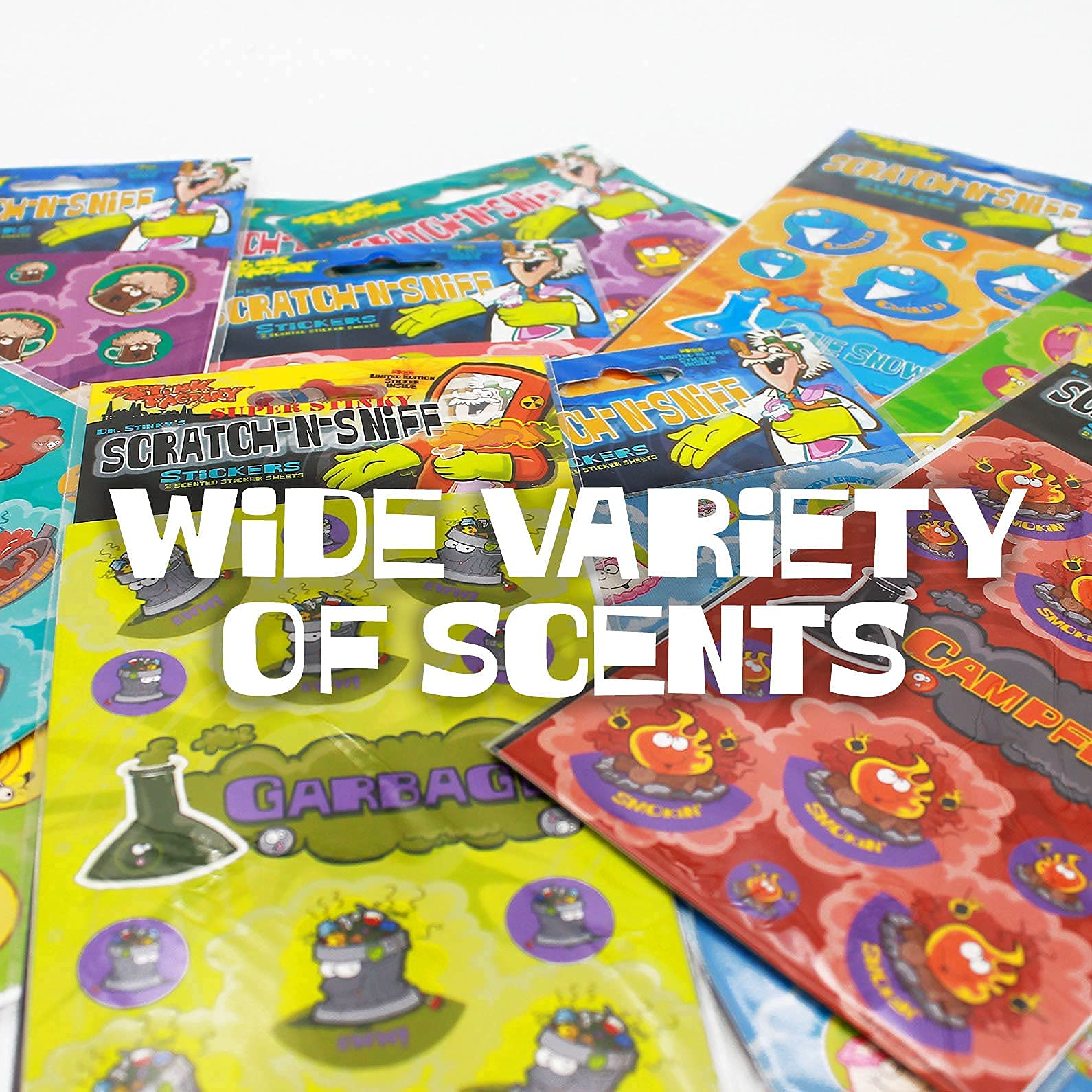 Dr. Stinky's Scratch N Sniff Stickers 45-Pack - 1215 Fun Scented Stickers for Kids, Classroom Rewards & Party Favors | Delightful Aromas for Gags, Gifts & Prank Fun