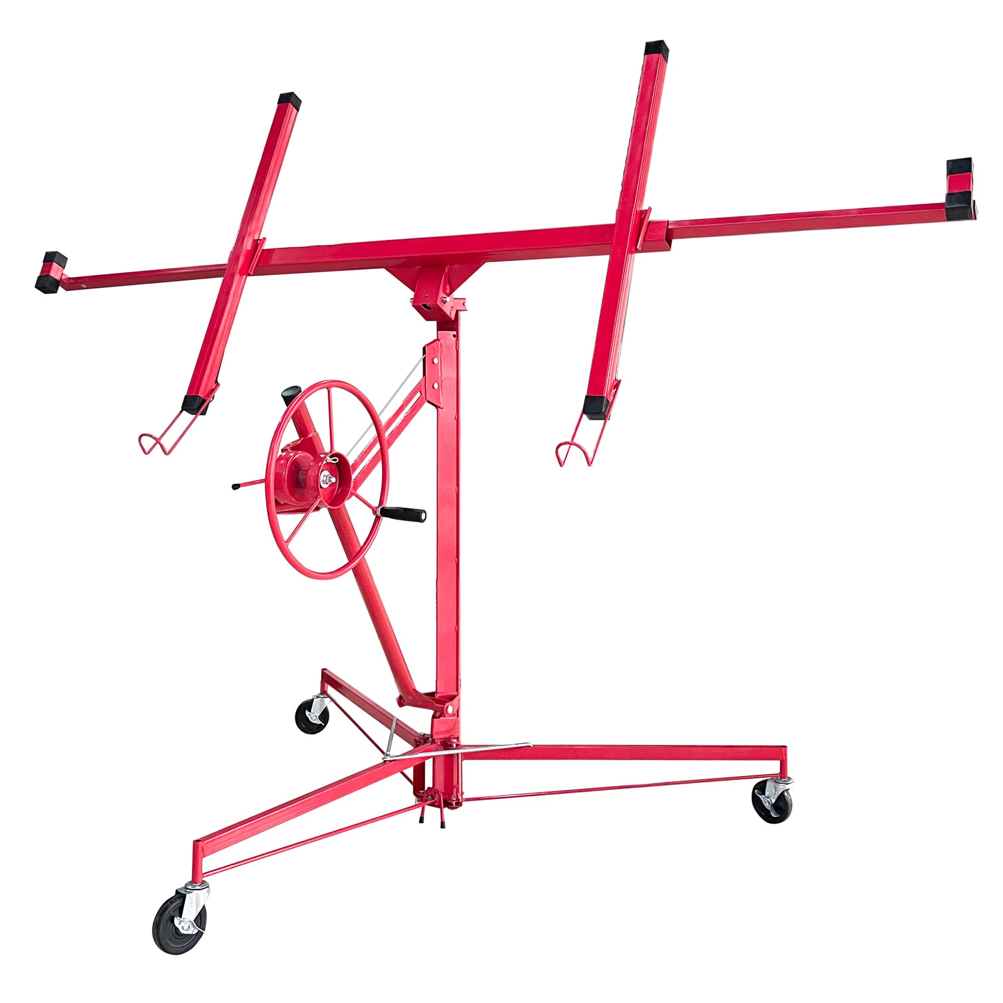 Heavy Duty Lift Panel Host Sheetrock Jack Lifter - 150Lbs Capacity Ceiling Drywall Hoist Tool with 11ft Max Height (Red) - Perfect for Construction, Renovation & DIY Ceiling Installation Projects