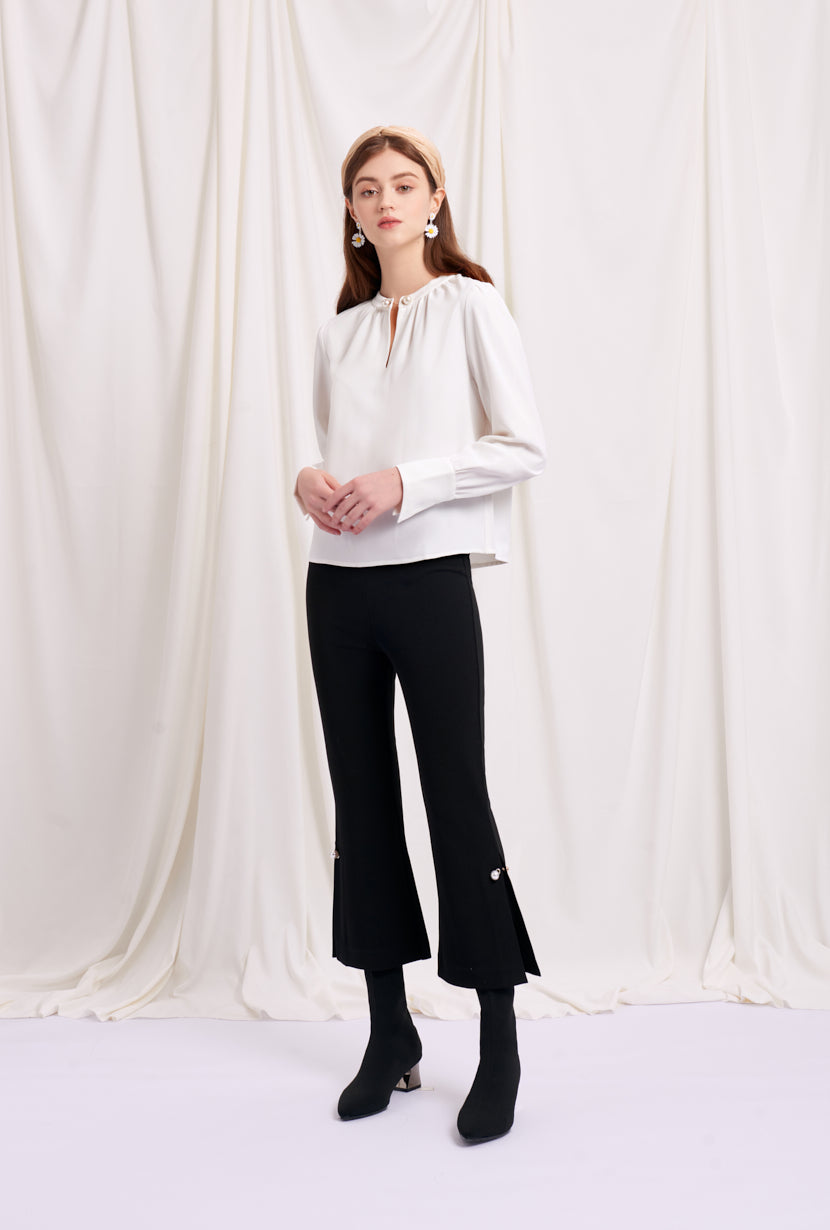Buvette Pearl Blouse Ivory - Elegant Women's Pearl Embellished Blouse for Work & Special Occasions | Perfect for Office, Parties & Date Nights