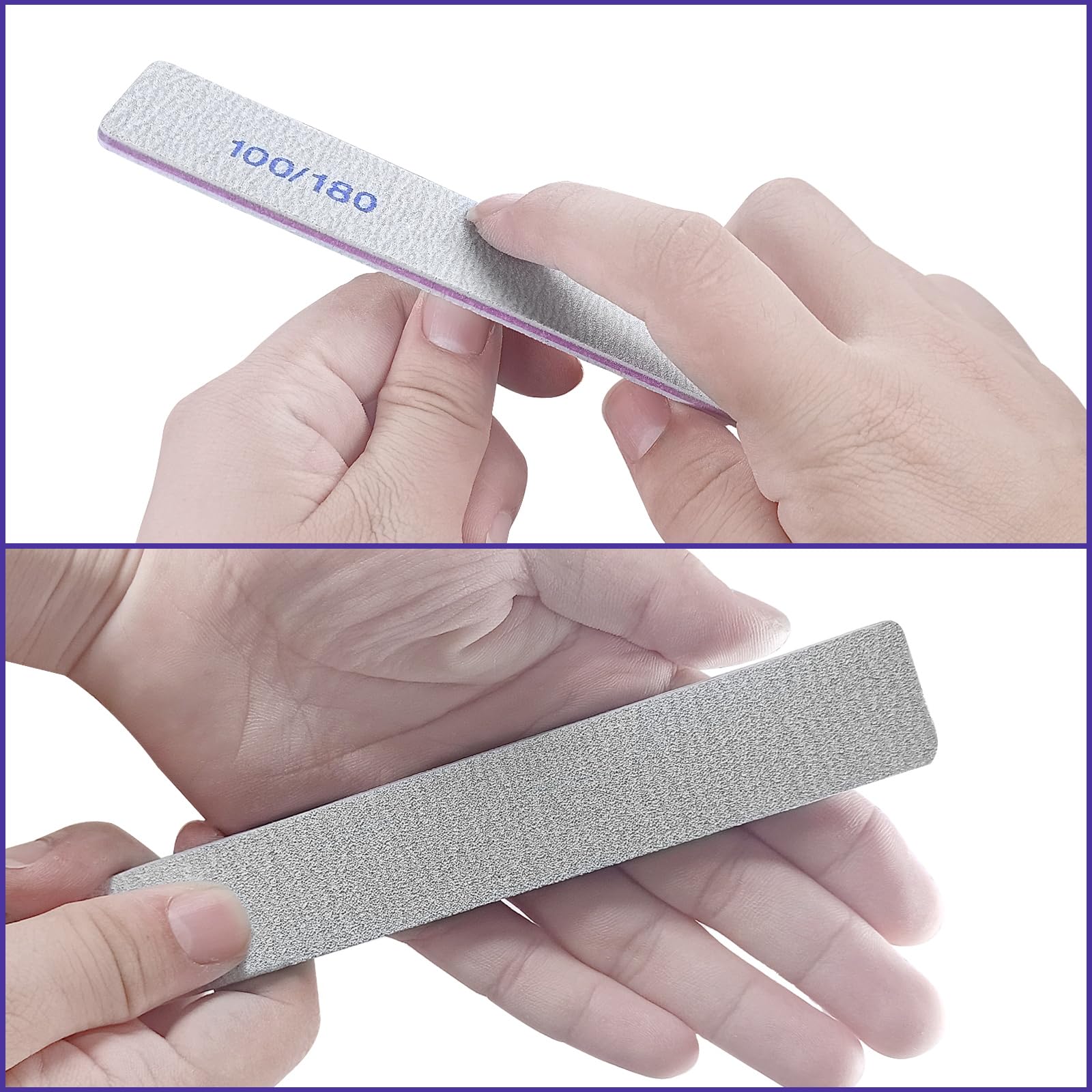 24 Pack Professional Nail Files - 100/180 Grit Double Sided Emery Boards for Natural & Acrylic Nails | Reusable Manicure Tools for Home Salon & Travel Nail Care