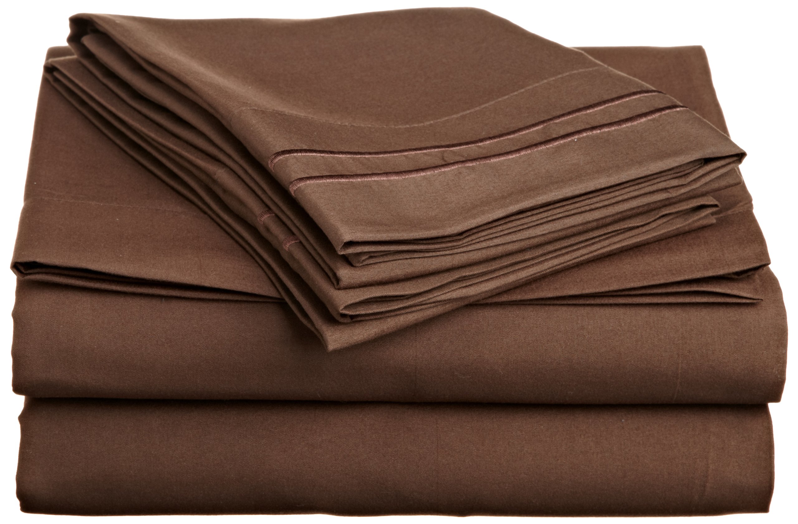 Luxury Soft Microfiber Sheet Set with Embroidered Pillowcases - King Size Chocolate Brown - Ultra Comfortable Bedding for Master Bedroom & Guest Room