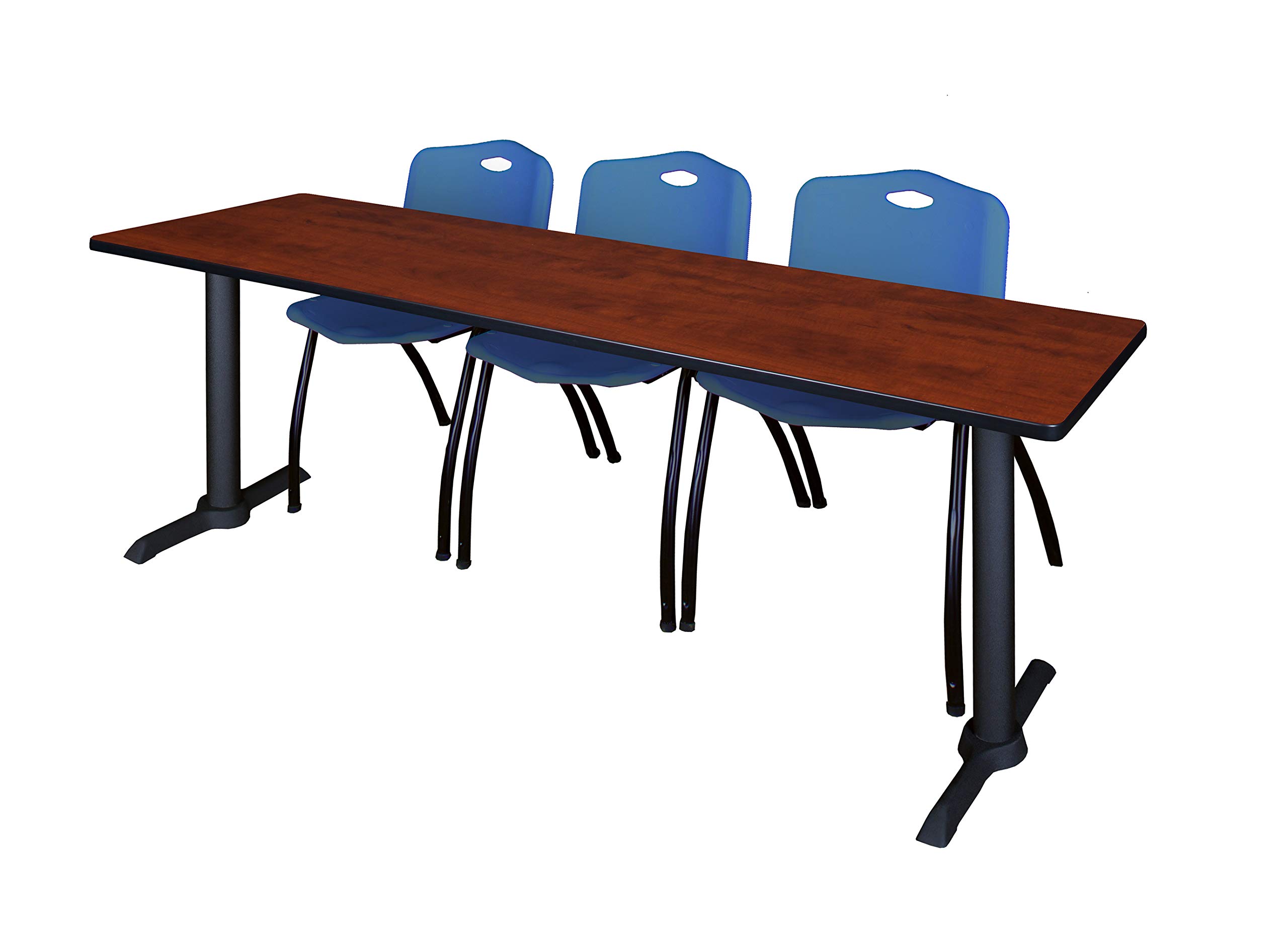Regency Cain 84-inch Cherry Wood Training Table and M Chair Set - Perfect for Home Office, Conference Rooms & Professional Workspaces