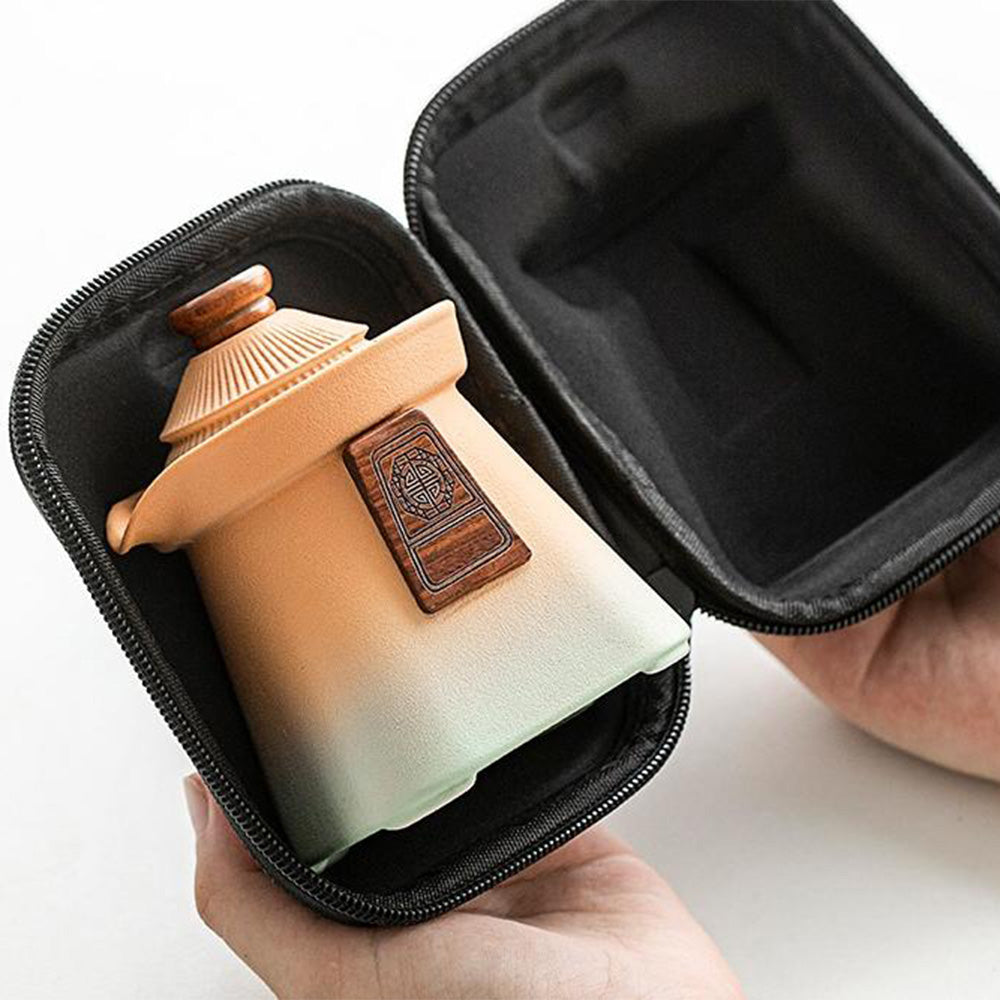 Premium Chinese Palace Kuai Ke Travel Tea Set - Portable Ceramic Tea Cup with Infuser - Perfect for Camping, Office, and Gifts