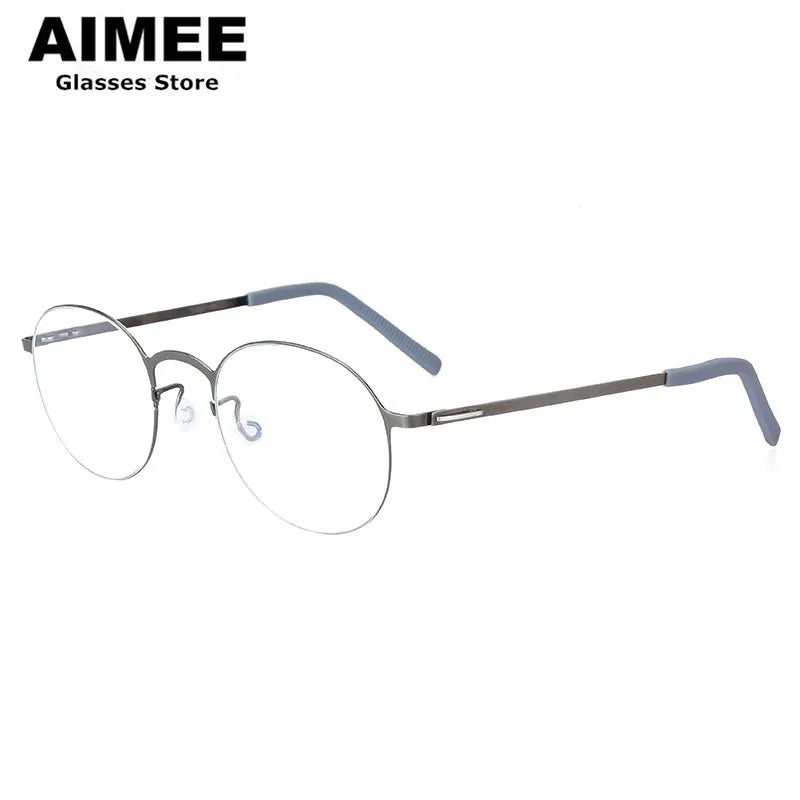 Aimee Women's Full Rim Round Screwless Titanium Eyeglasses - Lightweight & Durable Frame for Work, Reading & Everyday Use (Model 198808)