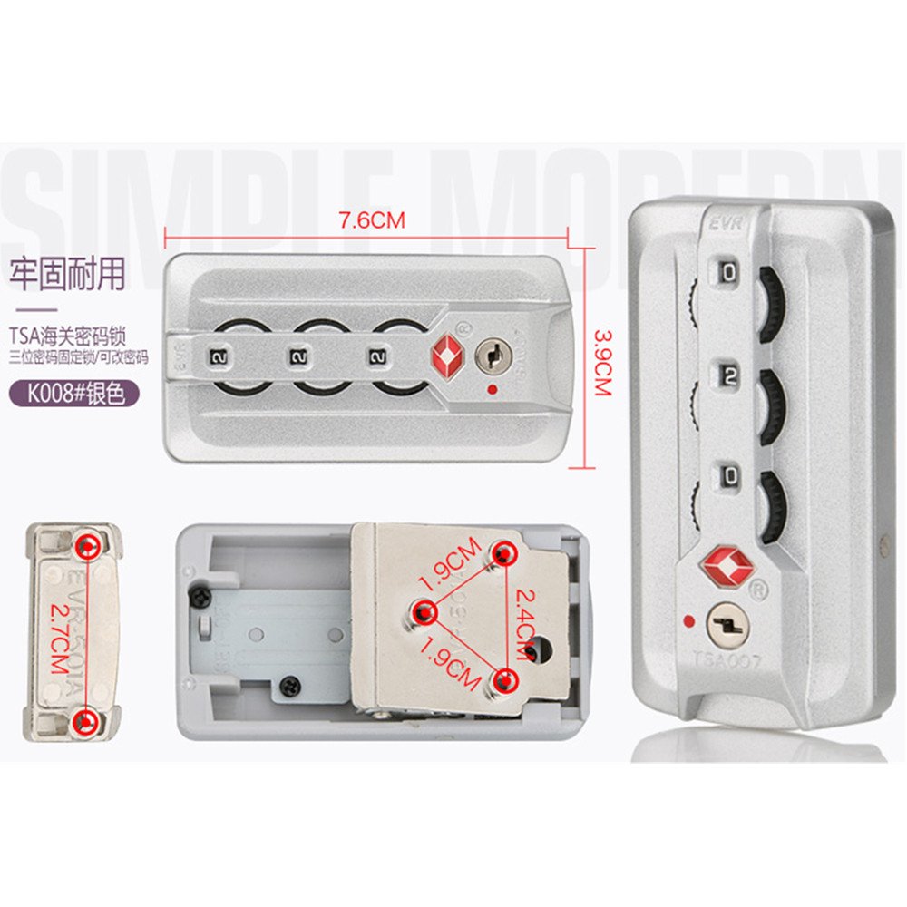 Aluminum Magnesium Silver TSA Approved Luggage Lock for Suitcases, Travel Bags & Trunks - Secure Replacement Lock with Keys for Carry-On & Checked Luggage (Pack of 2) | Perfect for Air Travel, Business Trips & Vacation Packing