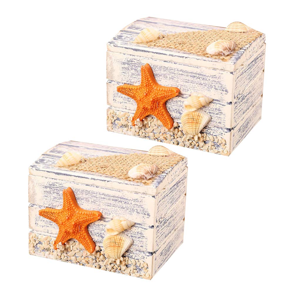 Milisten 2-Piece Nautical Jewelry Box Set - Wooden Trinket Storage Box for Rings, Necklaces & Small Treasures - Perfect for Beach Weddings, Party Favors & Coastal Home Decor