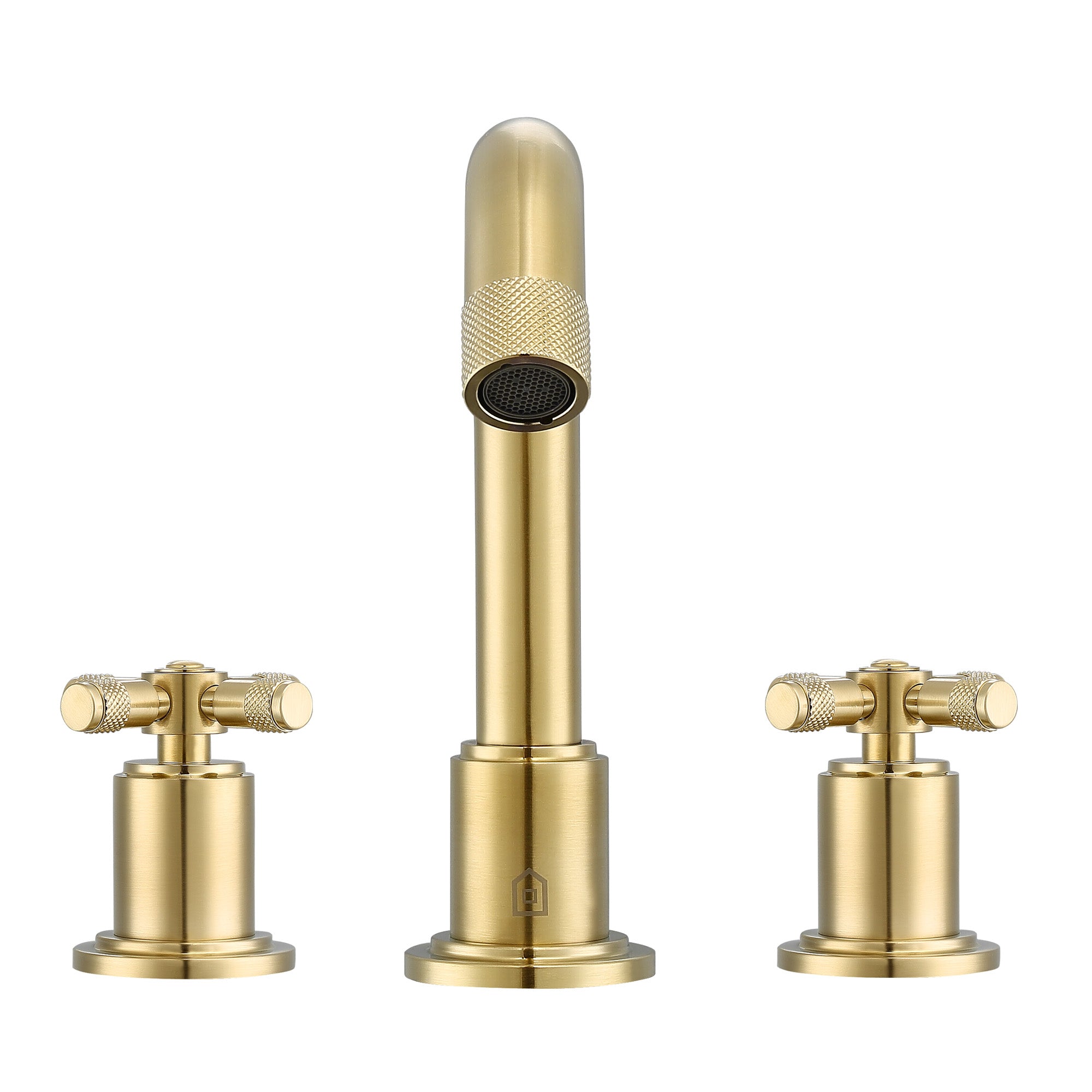 Ancona Widespread Bathroom Faucet with Cross Handle - 3 Hole Installation in Brushed Champagne Gold Finish - Perfect for Modern Bathroom Vanities and Powder Rooms