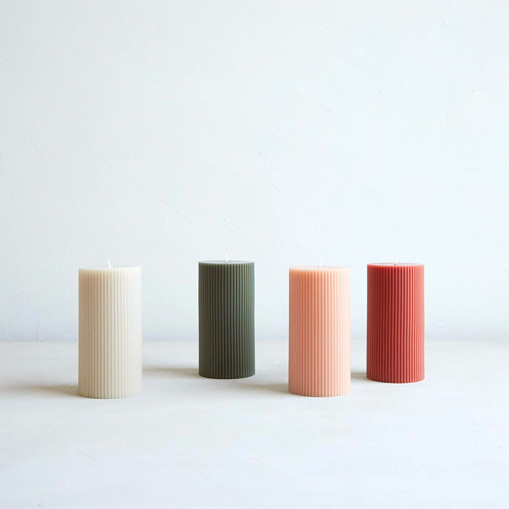 Elegant Ribbed Pillar Candles for Home Decor - Perfect for Weddings, Parties & Romantic Ambiance