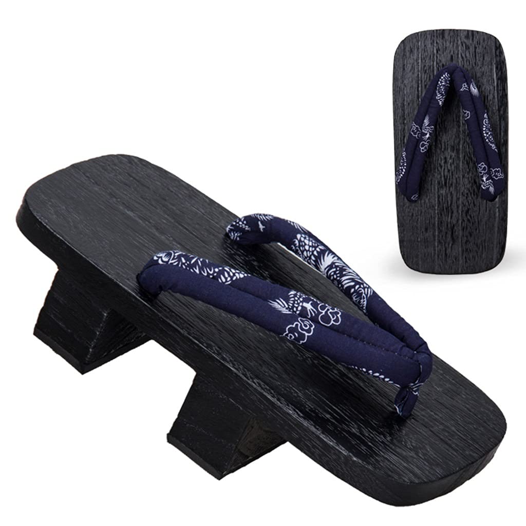 Men's Wooden Geta Sandals - Traditional Japanese Kimono Clogs with Two-Tooth High Heel | Summer Slippers for Outdoor Wear, Cosplay & Zen Garden Strolls