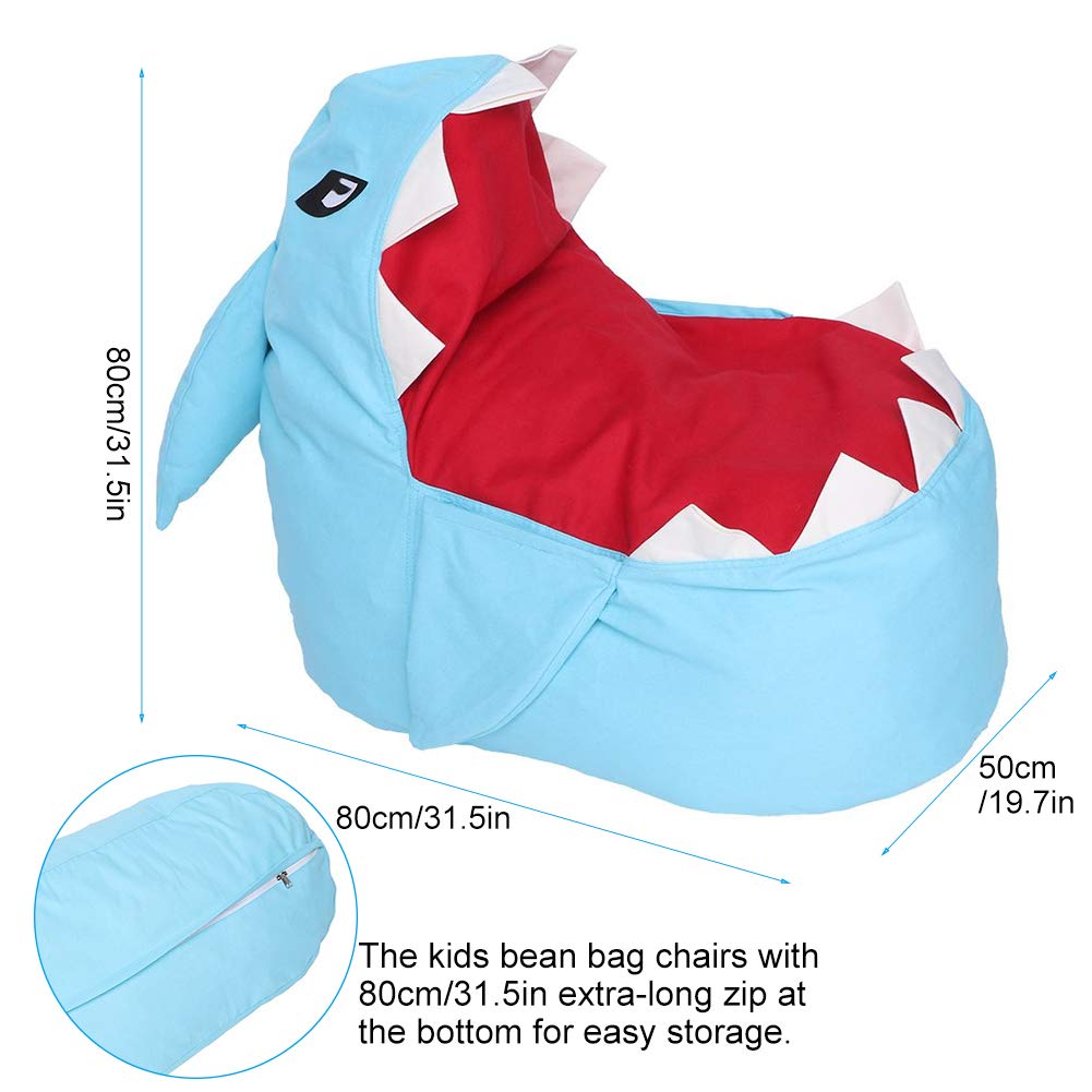 **Adorable Shark Bean Bag Chair for Kids - Large Plush Toy Organizer with Zipper, Stuffed Storage Bag for Pillows, Towels & Clothes - Perfect for Playrooms, Bedrooms & Reading Nooks (Blue)**