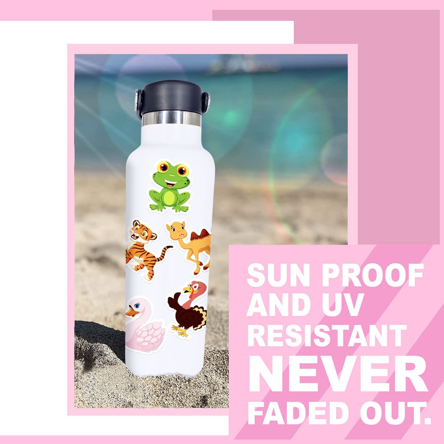 100 Cute Animal Stickers for Laptop & Water Bottles - Waterproof Vinyl Decals for Kids & Teens - Perfect for School Supplies, DIY Crafts, and Room Decor (Animal Theme, 100-Pack)