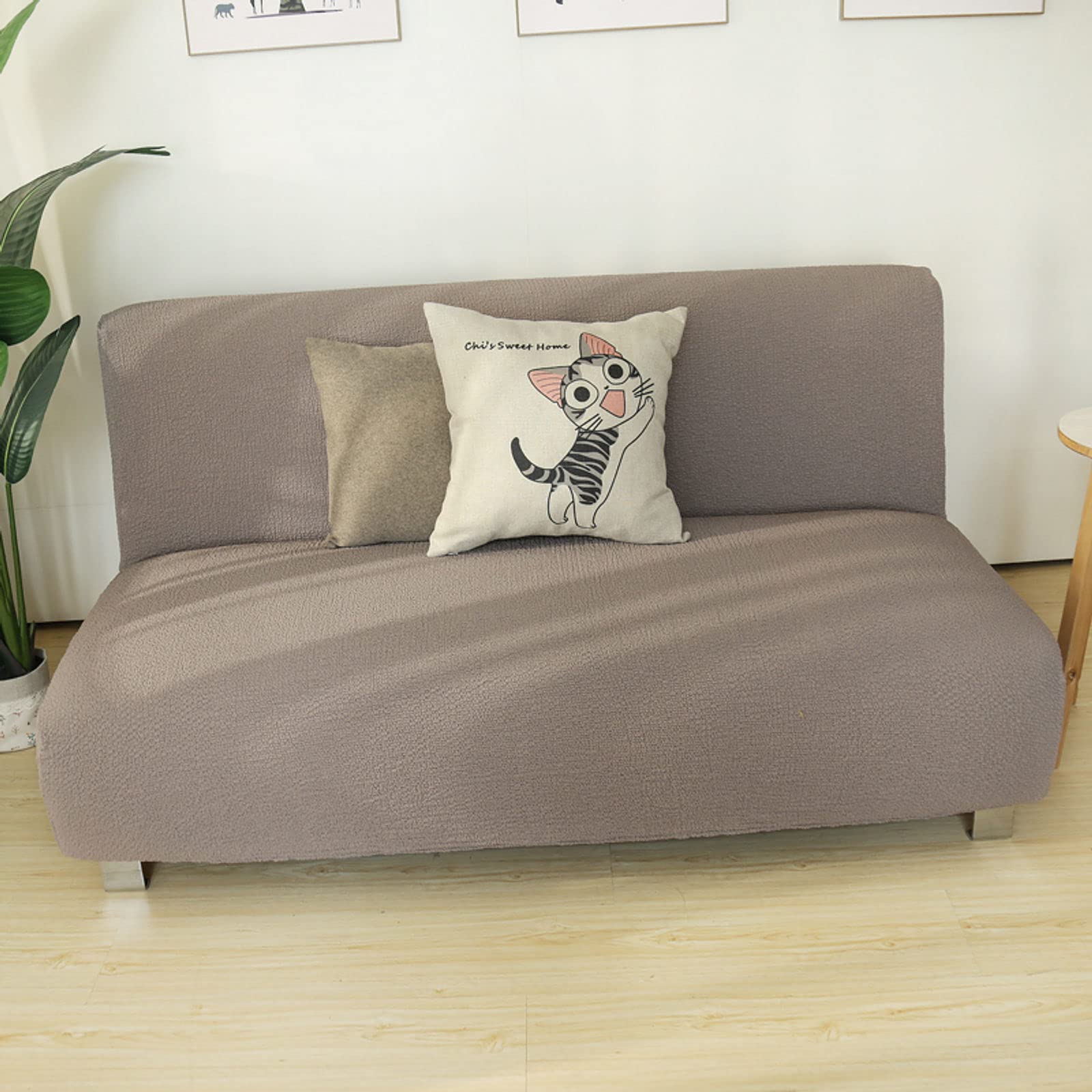 JHLD Stretch Armless Sofa Slipcover - Soft Polyester Furniture Protector for Small Sofas (80-105CM/31-41in) in Gray - Perfect for Futon Beds, Apartment Living & Home Decor