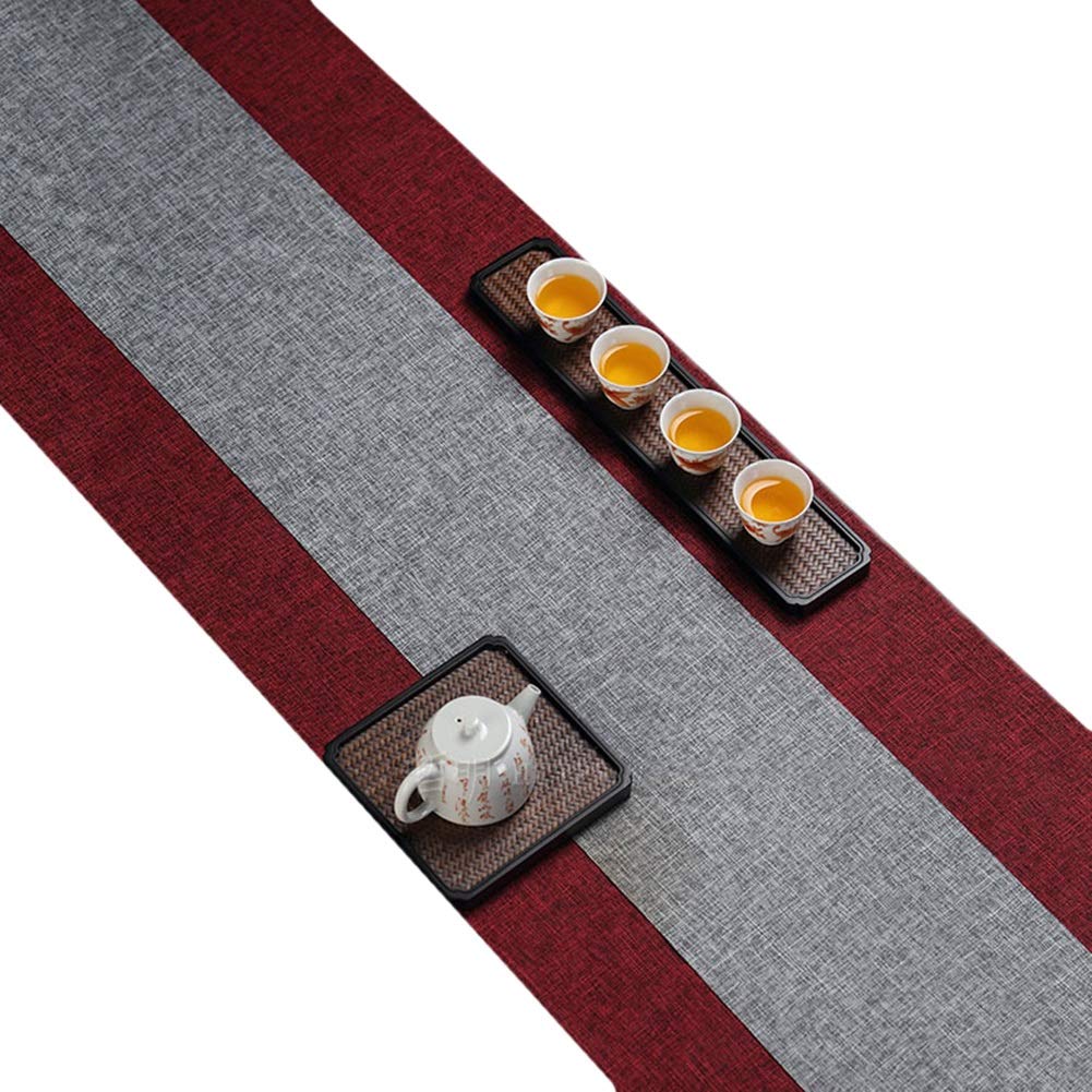 Premium Flax Waterproof Table Runner - Heat Resistant & Washable Dining Table Decor for Living Room, Kitchen, Party - Solid Color Table Flag & Dresser Scarf (Set of 2: 210×40cm + 210×20cm) - Perfect for Everyday Use, Holiday Dinners & Home Styling