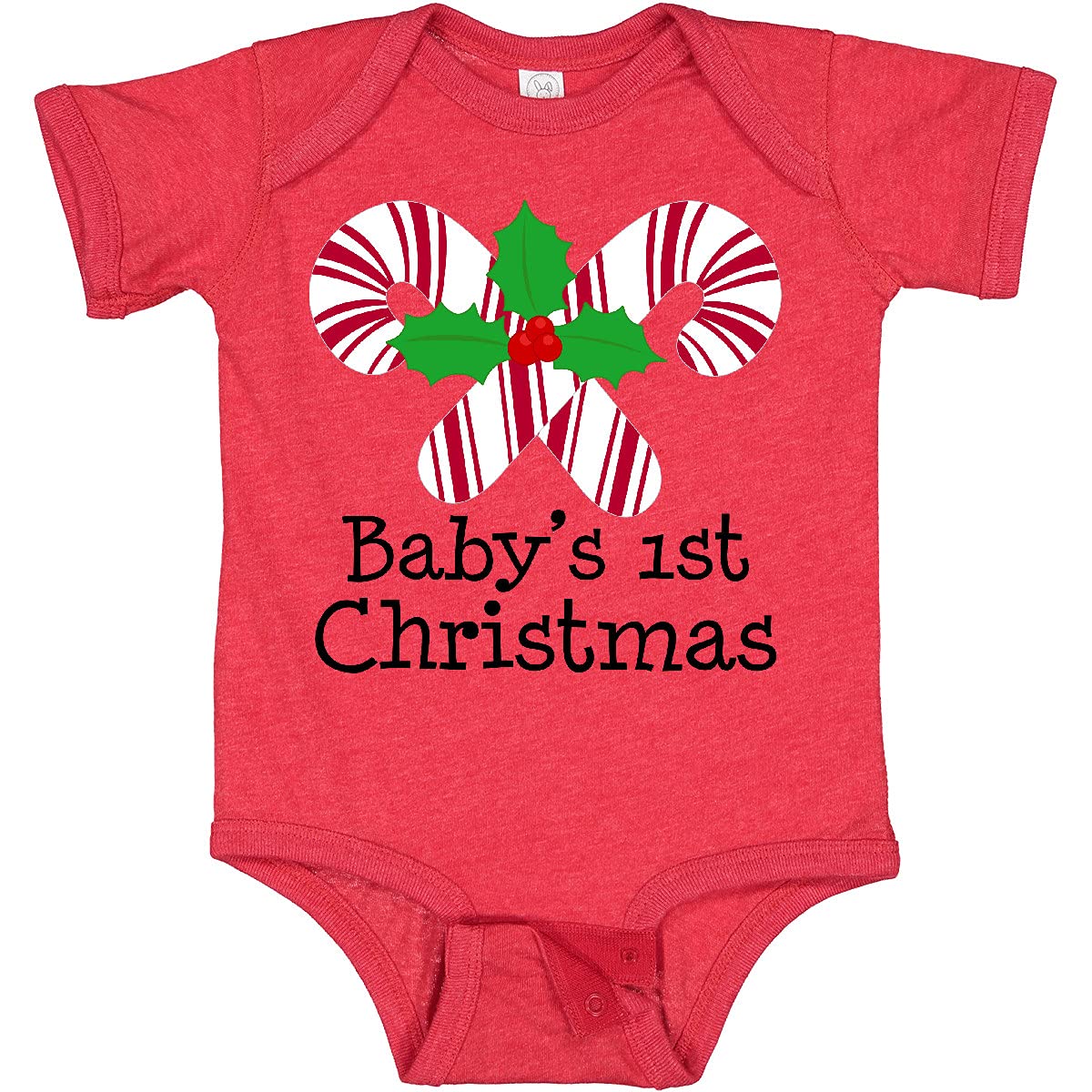 Inktastic Baby's 1st Christmas Candy Canes Bodysuit - Cute Holiday Outfit for Newborns & Infants - Perfect for Christmas Photos, Family Gatherings & Festive Celebrations